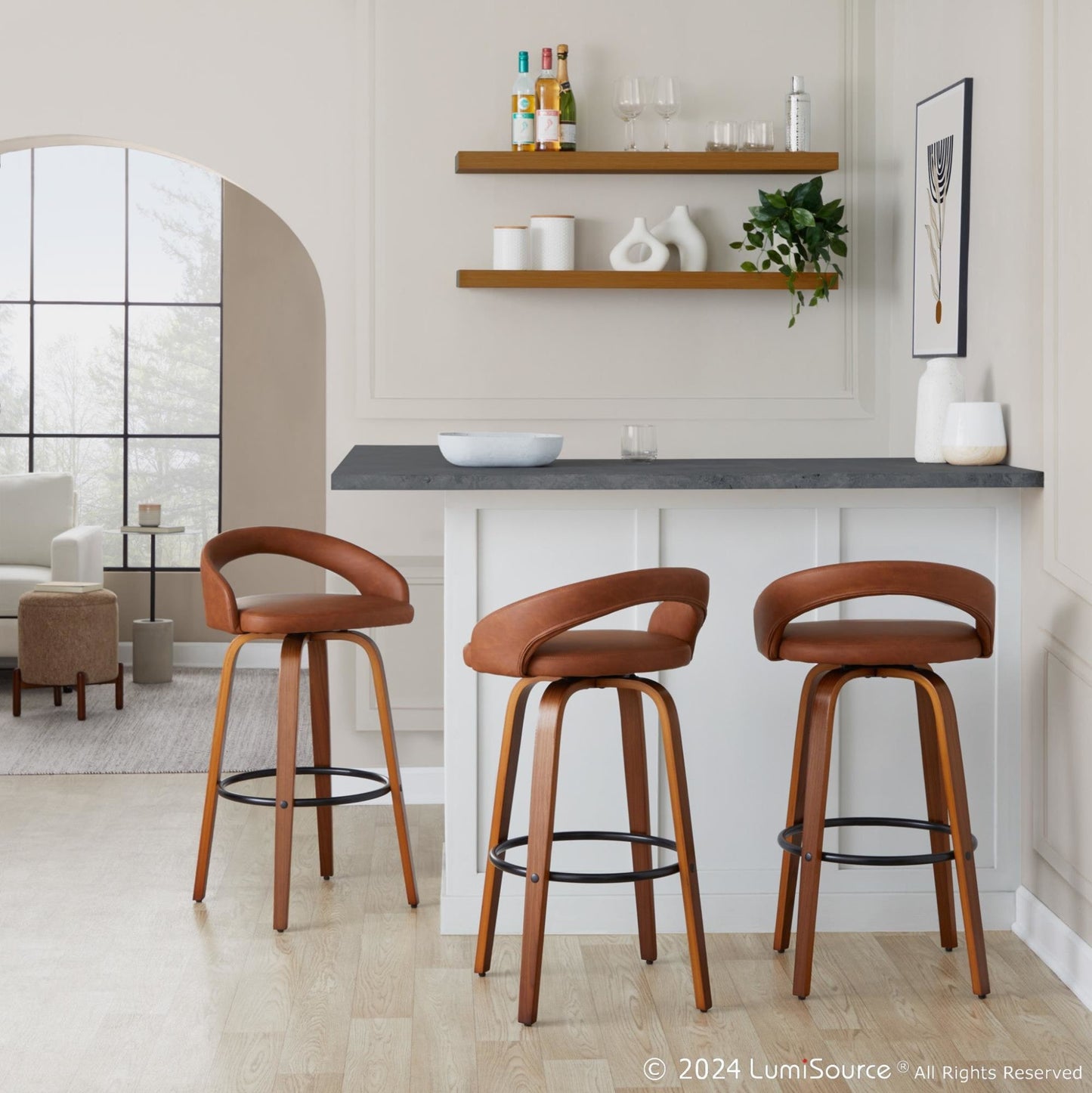 Majestic Office Furniture Upholstered 30" Fixed-Height Barstool - Set of 2