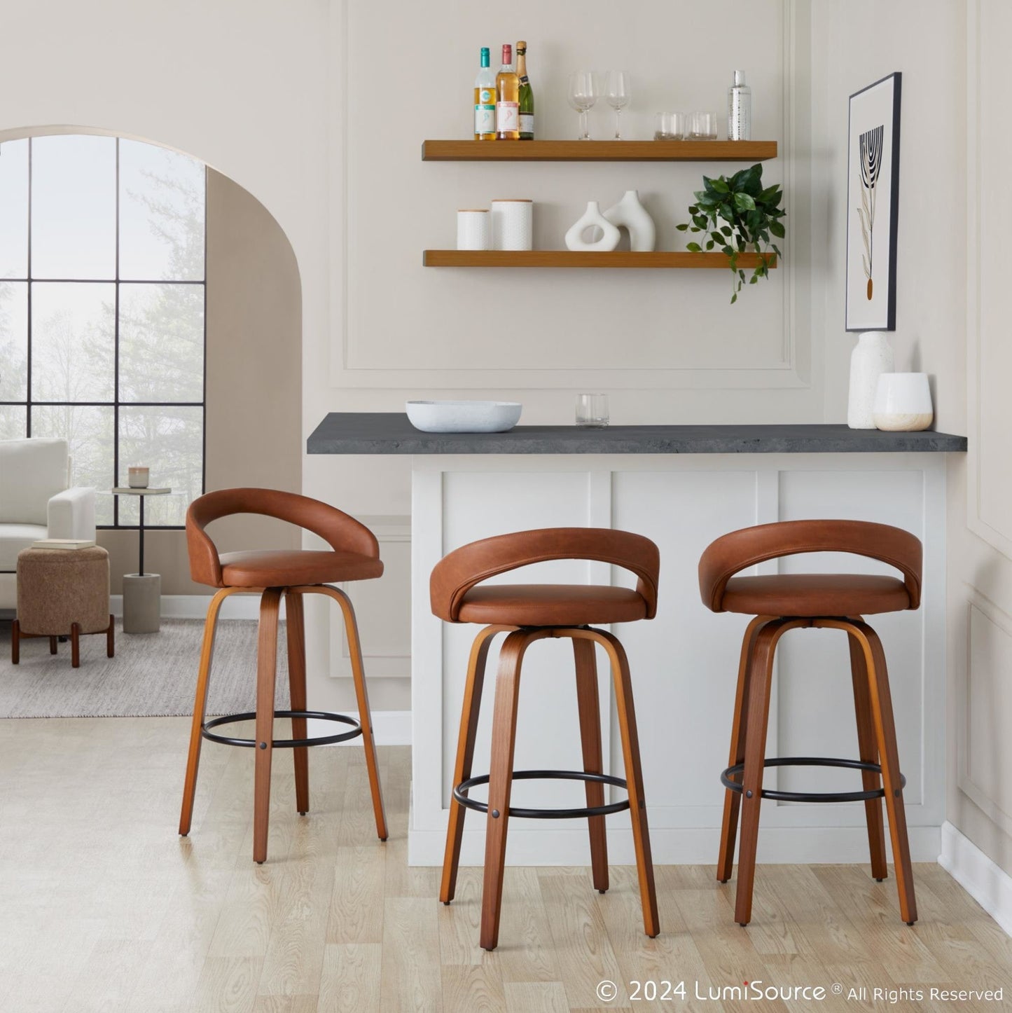 Majestic Office Furniture Upholstered 30" Fixed-Height Barstool - Set of 2