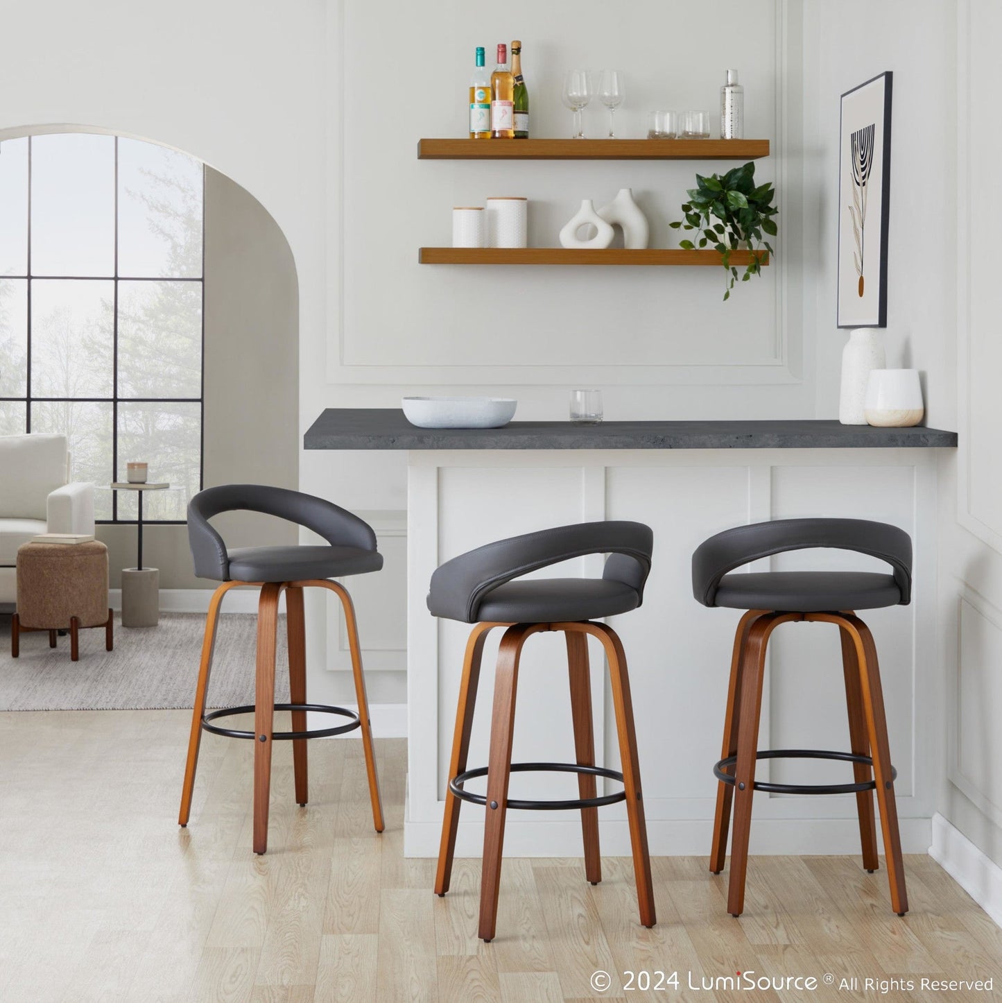 Majestic Office Furniture Upholstered 30" Fixed-Height Barstool - Set of 2