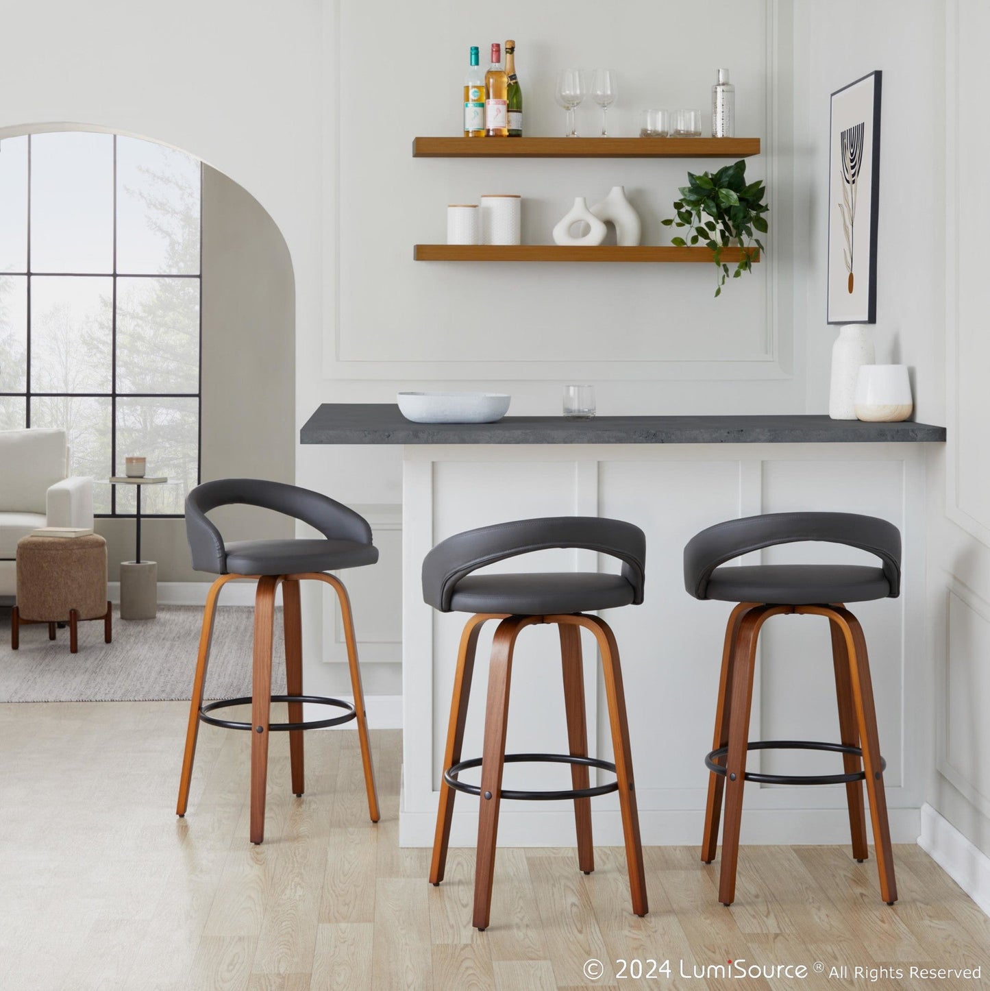 Majestic Office Furniture Upholstered 30" Fixed-Height Barstool - Set of 2