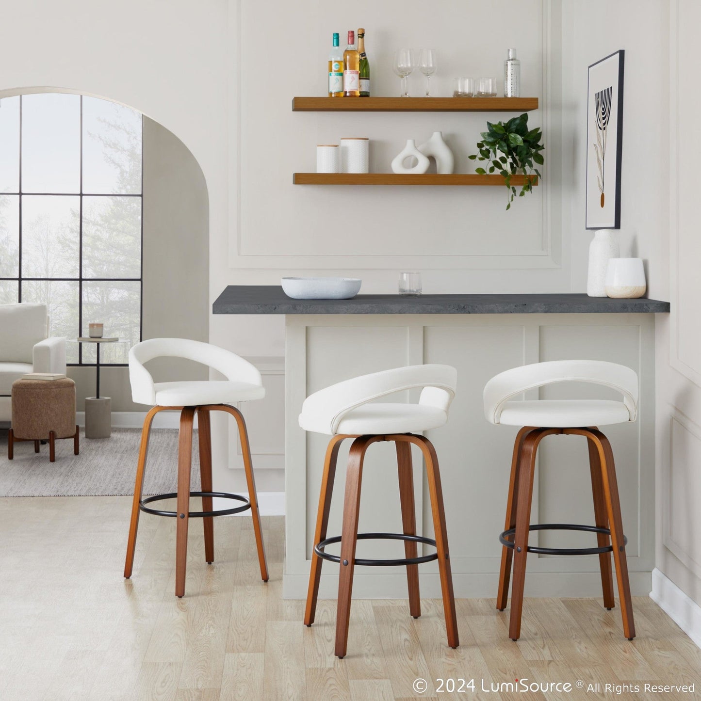 Majestic Office Furniture Upholstered 30" Fixed-Height Barstool - Set of 2