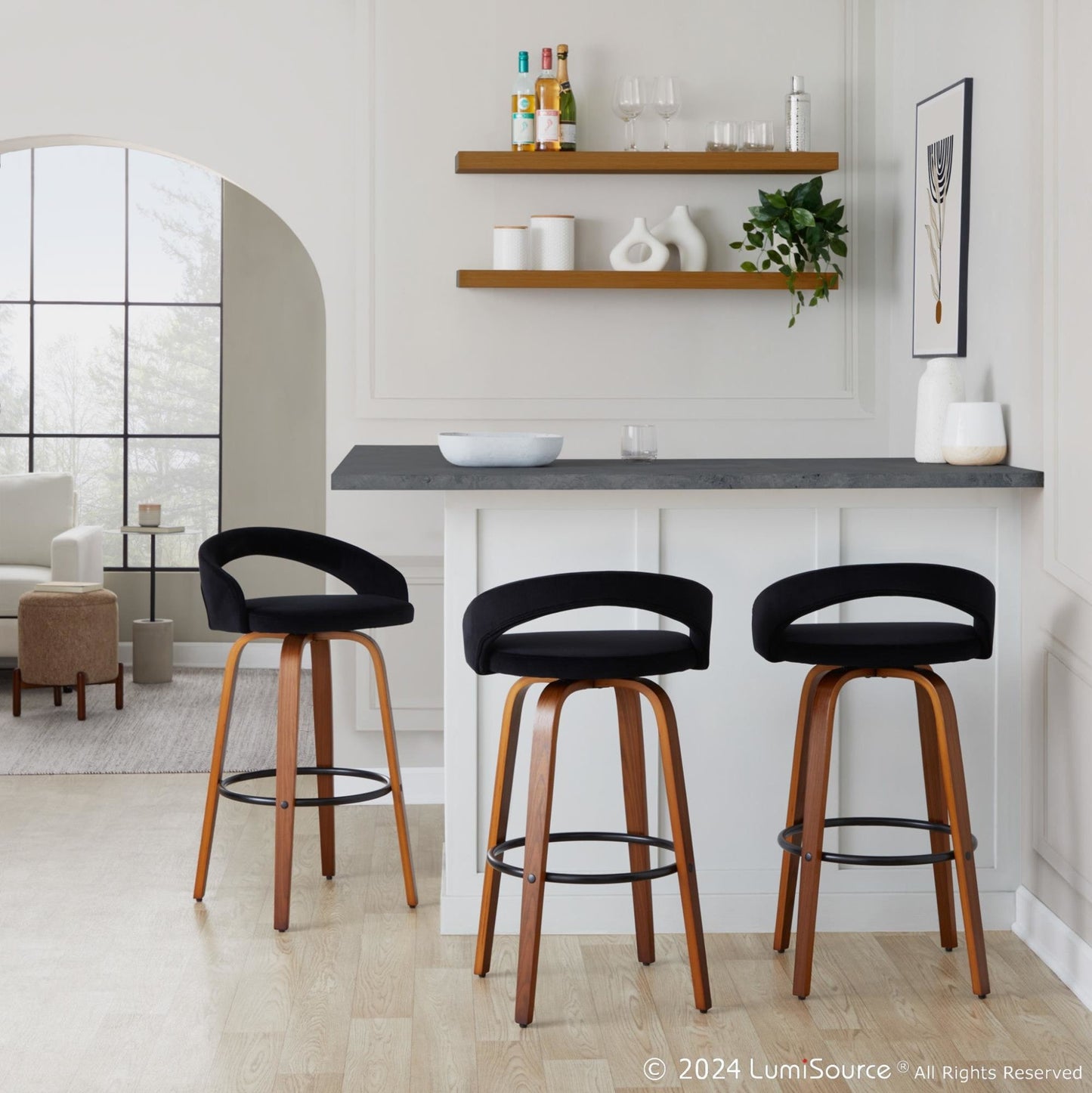 Majestic Office Furniture Upholstered 30" Fixed-Height Barstool - Set of 2