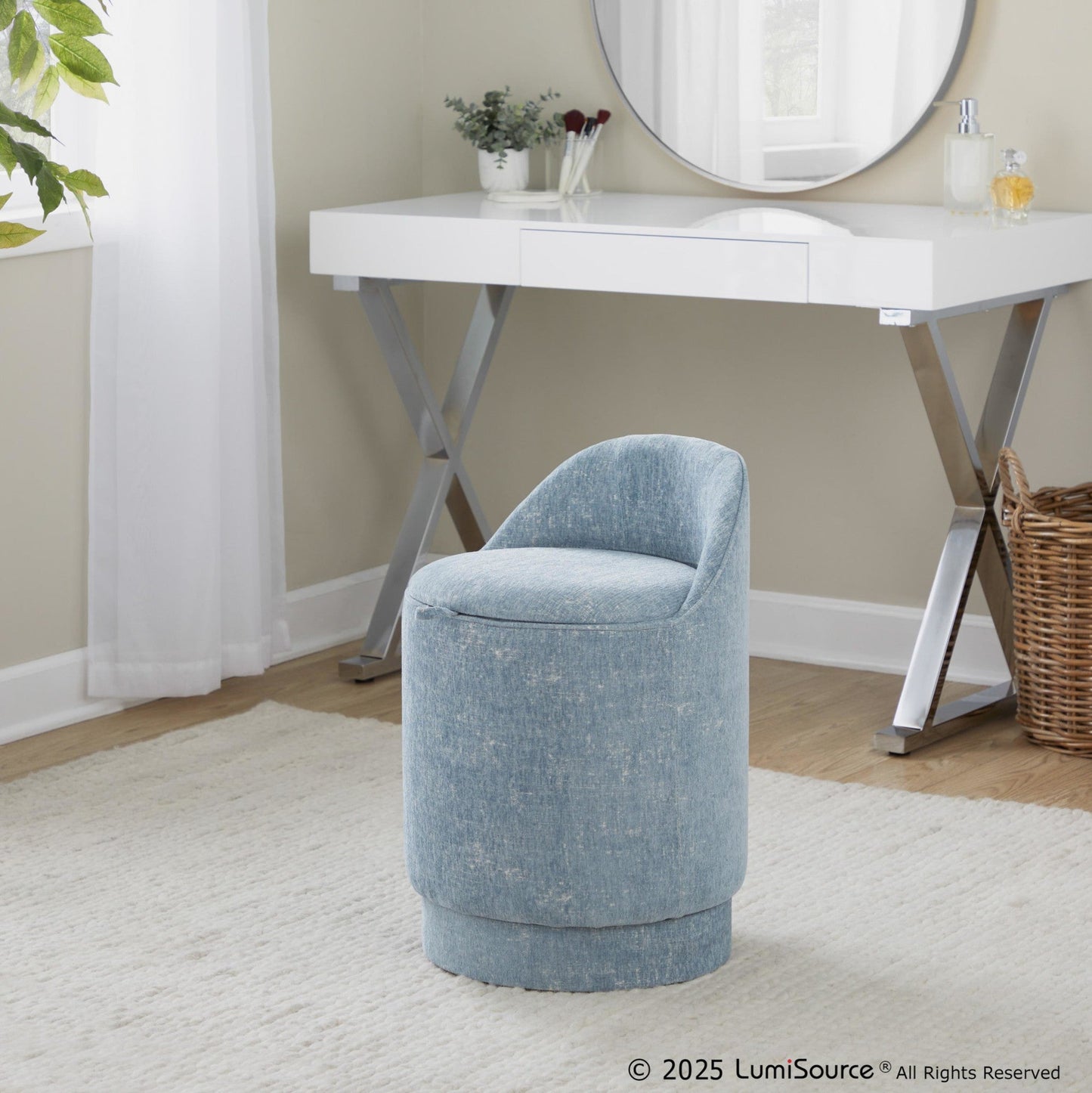 Lumisource Marla 18" Upholstered Vanity Stool