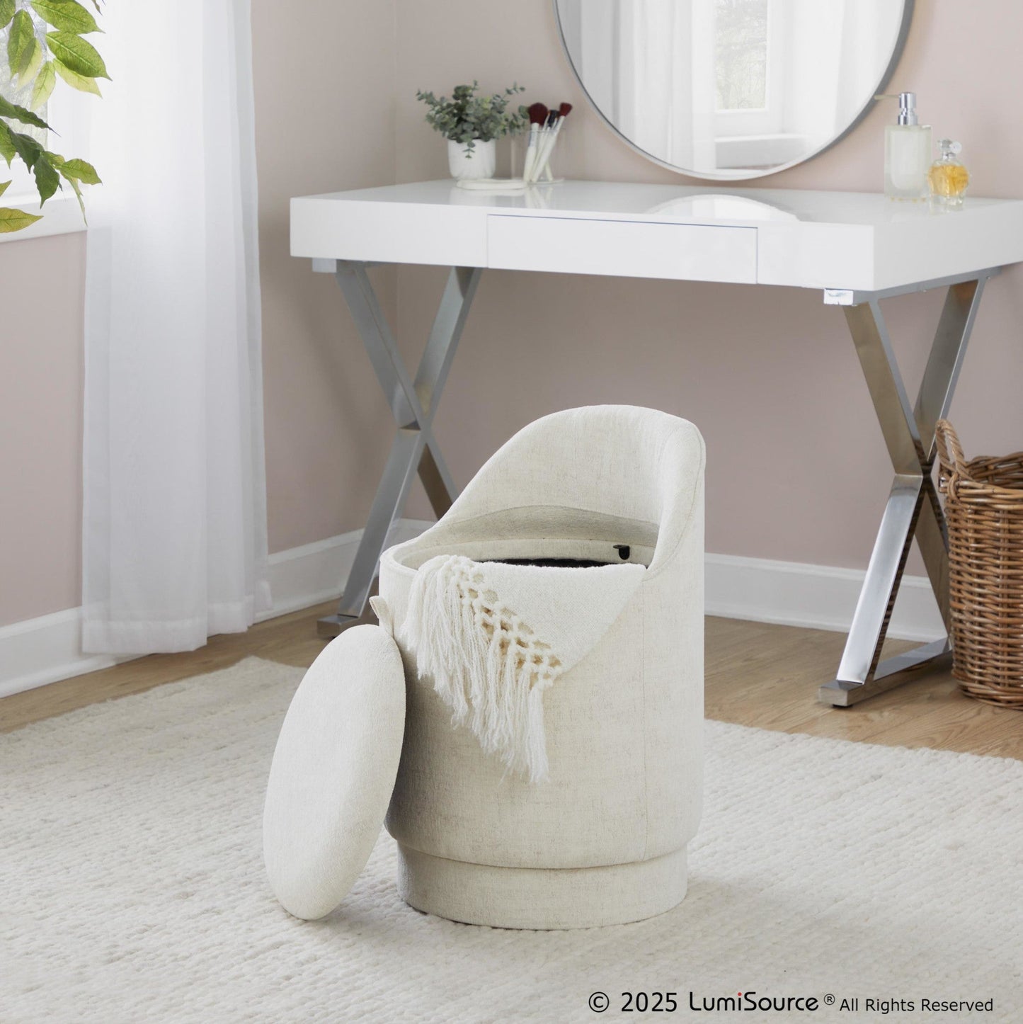 Lumisource Marla 18" Upholstered Vanity Stool