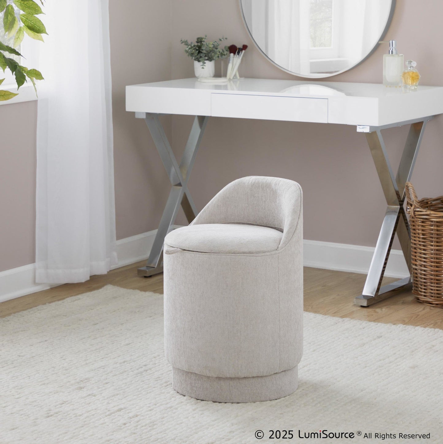Lumisource Marla 18" Upholstered Vanity Stool