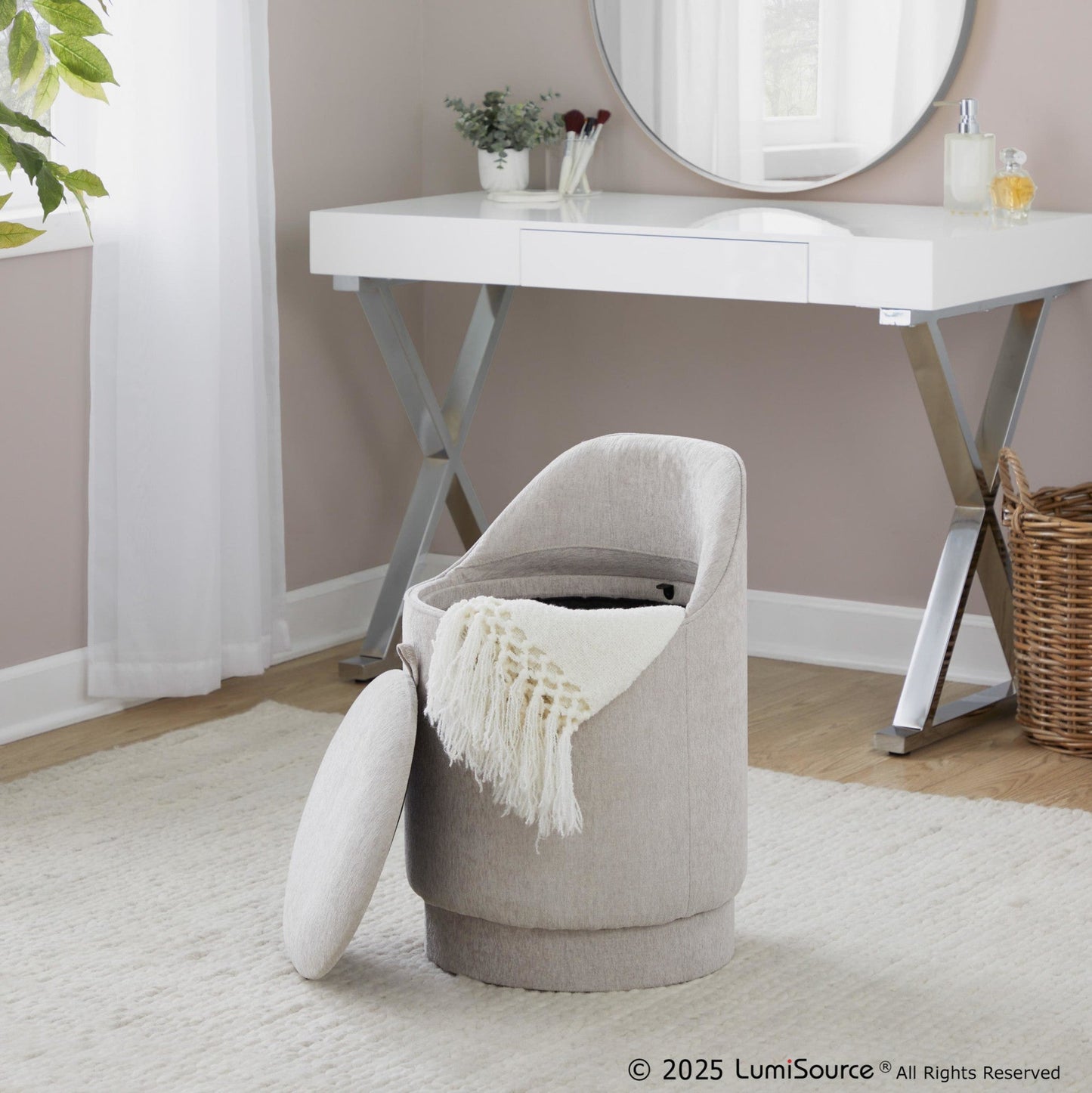 Lumisource Marla 18" Upholstered Vanity Stool