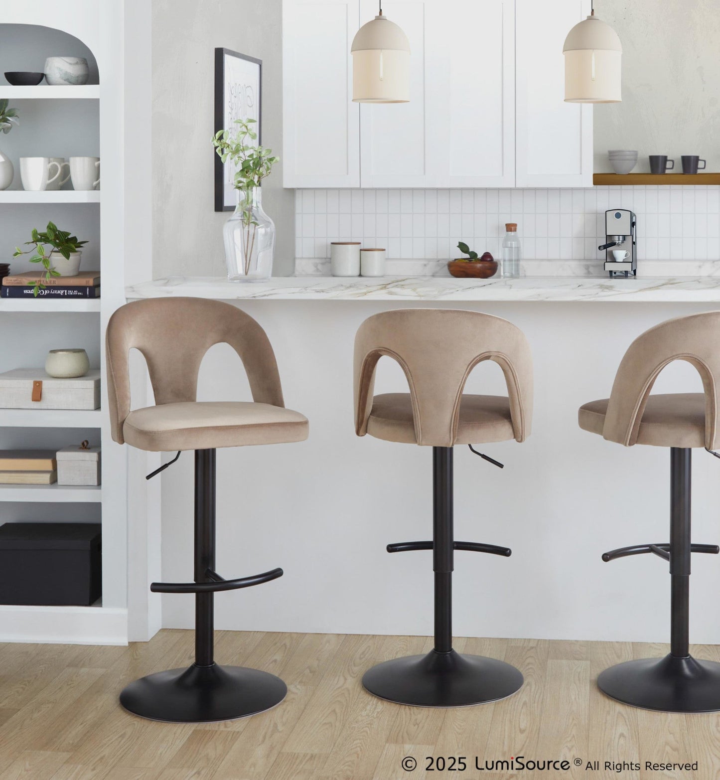 Majestic Office Furniture Upholstered Adjustable Barstool - Set of 2