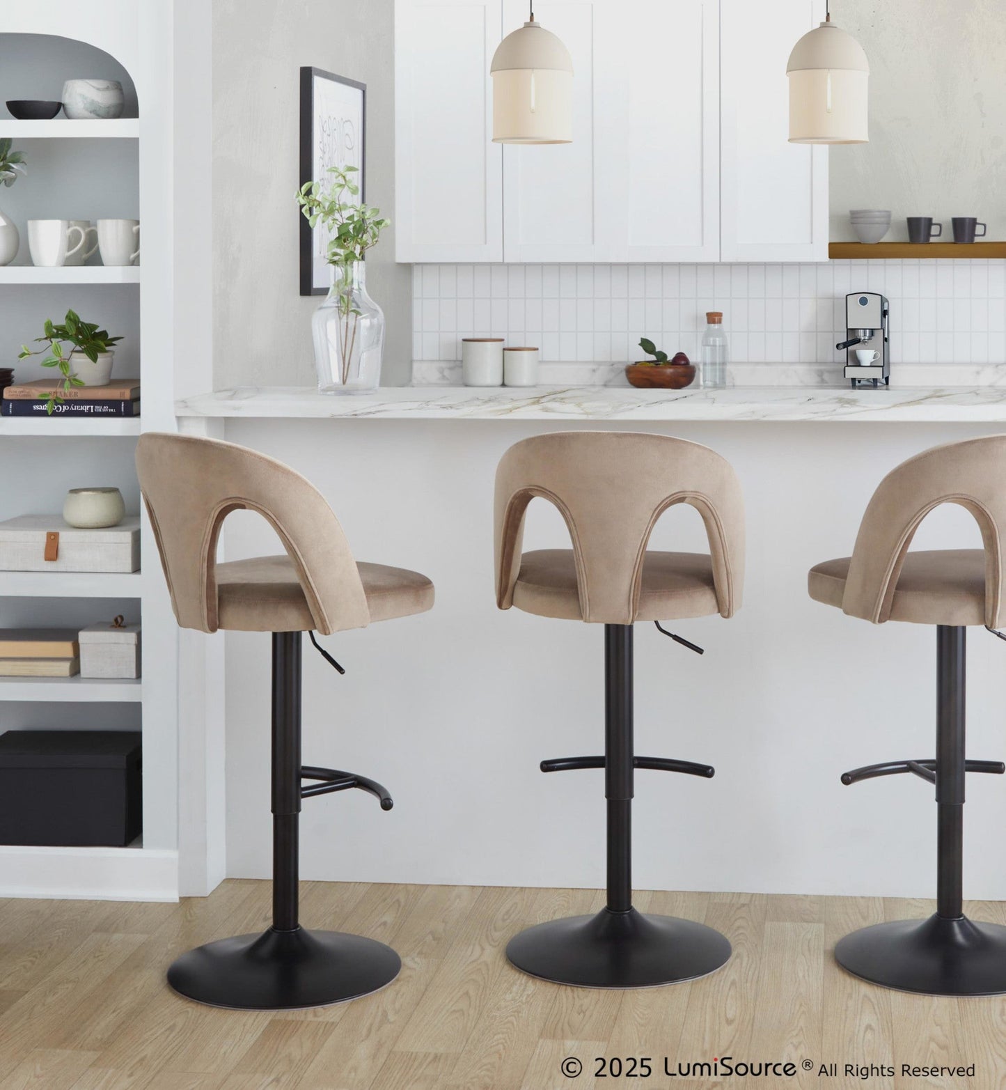 Majestic Office Furniture Upholstered Adjustable Barstool - Set of 2