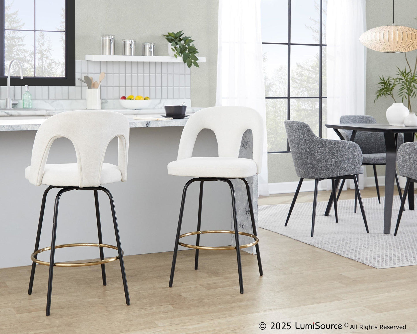 Majestic Office Furniture Upholstered 26" Fixed-Height Counter Stool - Set of 2