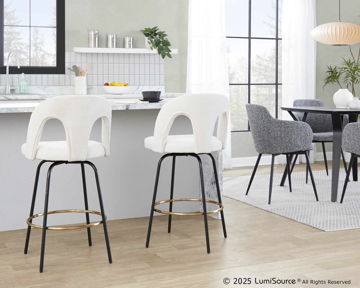 Majestic Office Furniture Upholstered 26" Fixed-Height Counter Stool - Set of 2