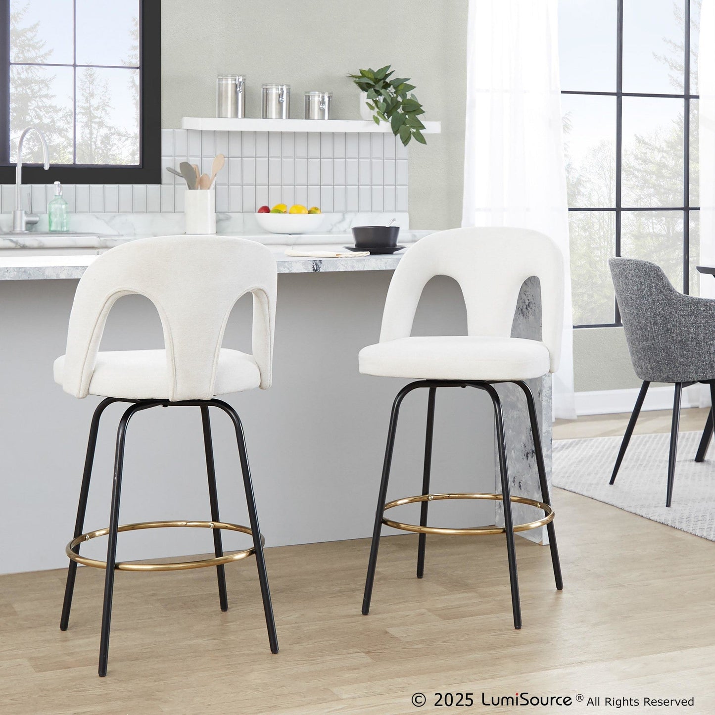 Majestic Office Furniture Upholstered 26" Fixed-Height Counter Stool - Set of 2
