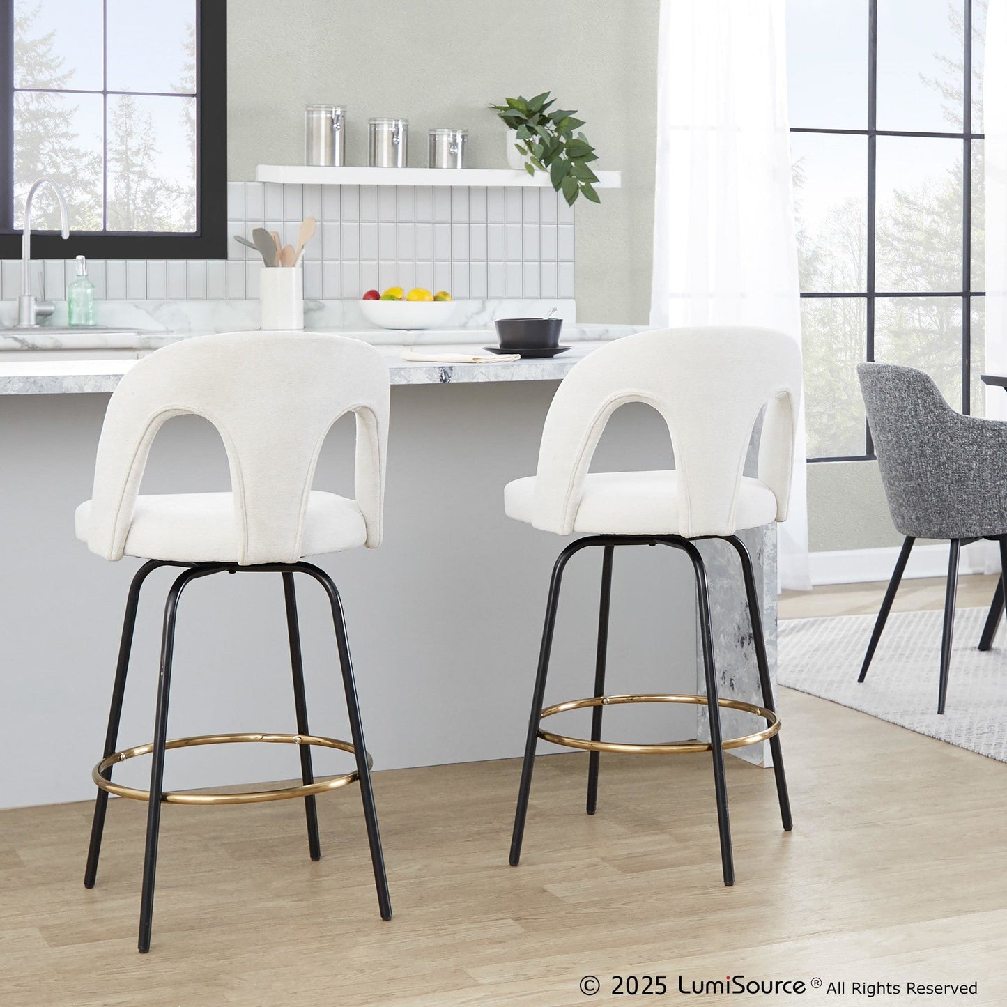 Majestic Office Furniture Upholstered 26" Fixed-Height Counter Stool - Set of 2