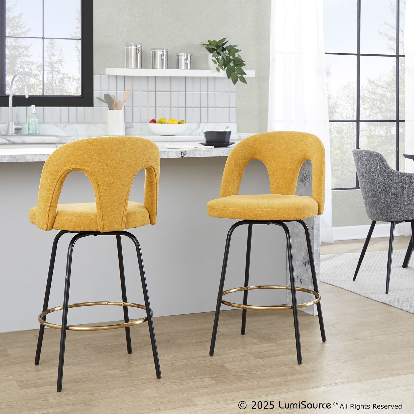 Majestic Office Furniture Upholstered 26" Fixed-Height Counter Stool - Set of 2