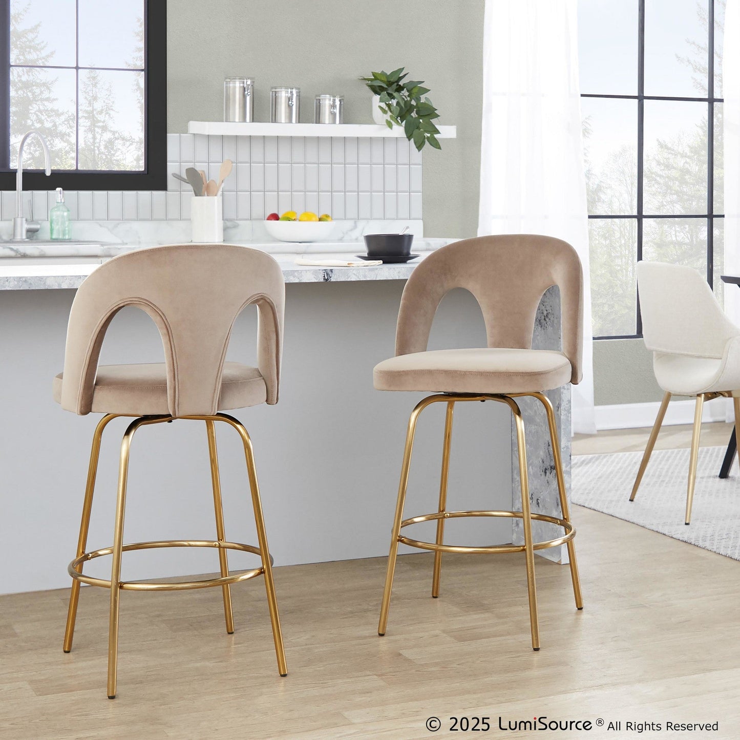 Majestic Office Furniture Upholstered 26" Fixed-Height Counter Stool - Set of 2