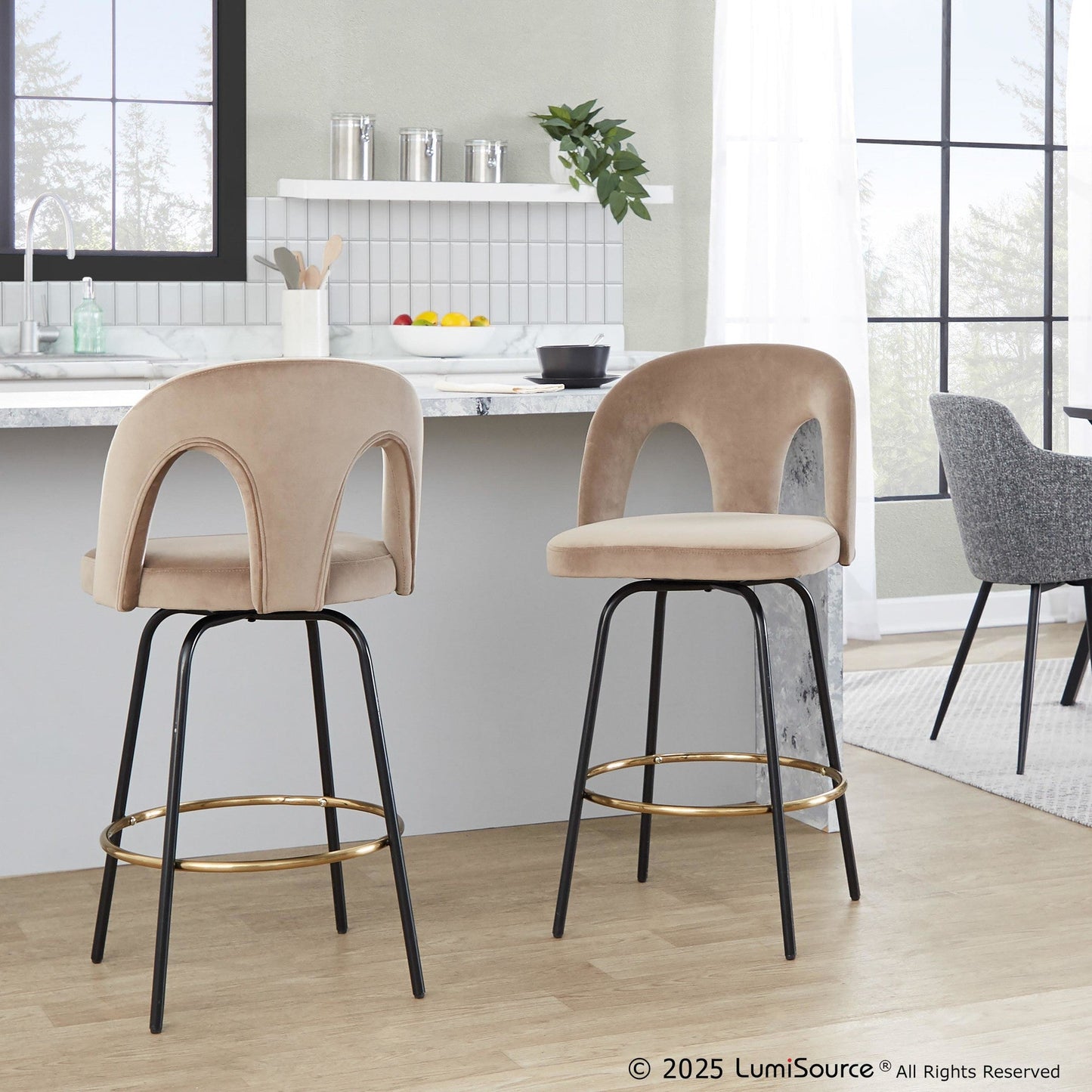 Majestic Office Furniture Upholstered 26" Fixed-Height Counter Stool - Set of 2