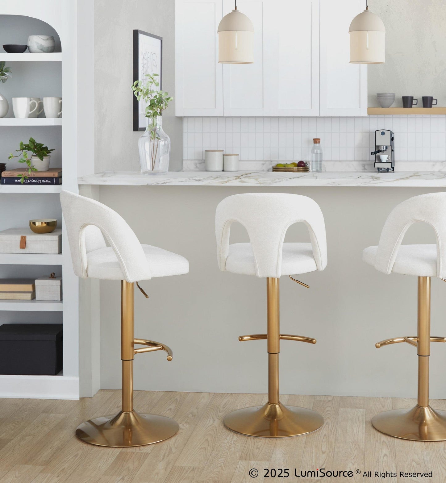 Majestic Office Furniture Upholstered Adjustable Barstool - Set of 2