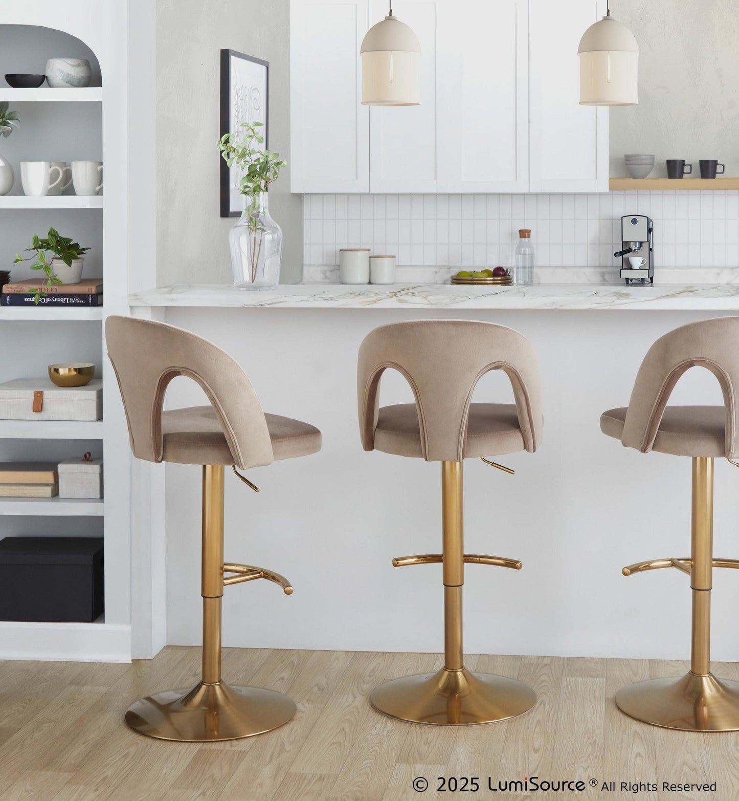 Majestic Office Furniture Upholstered Adjustable Barstool - Set of 2