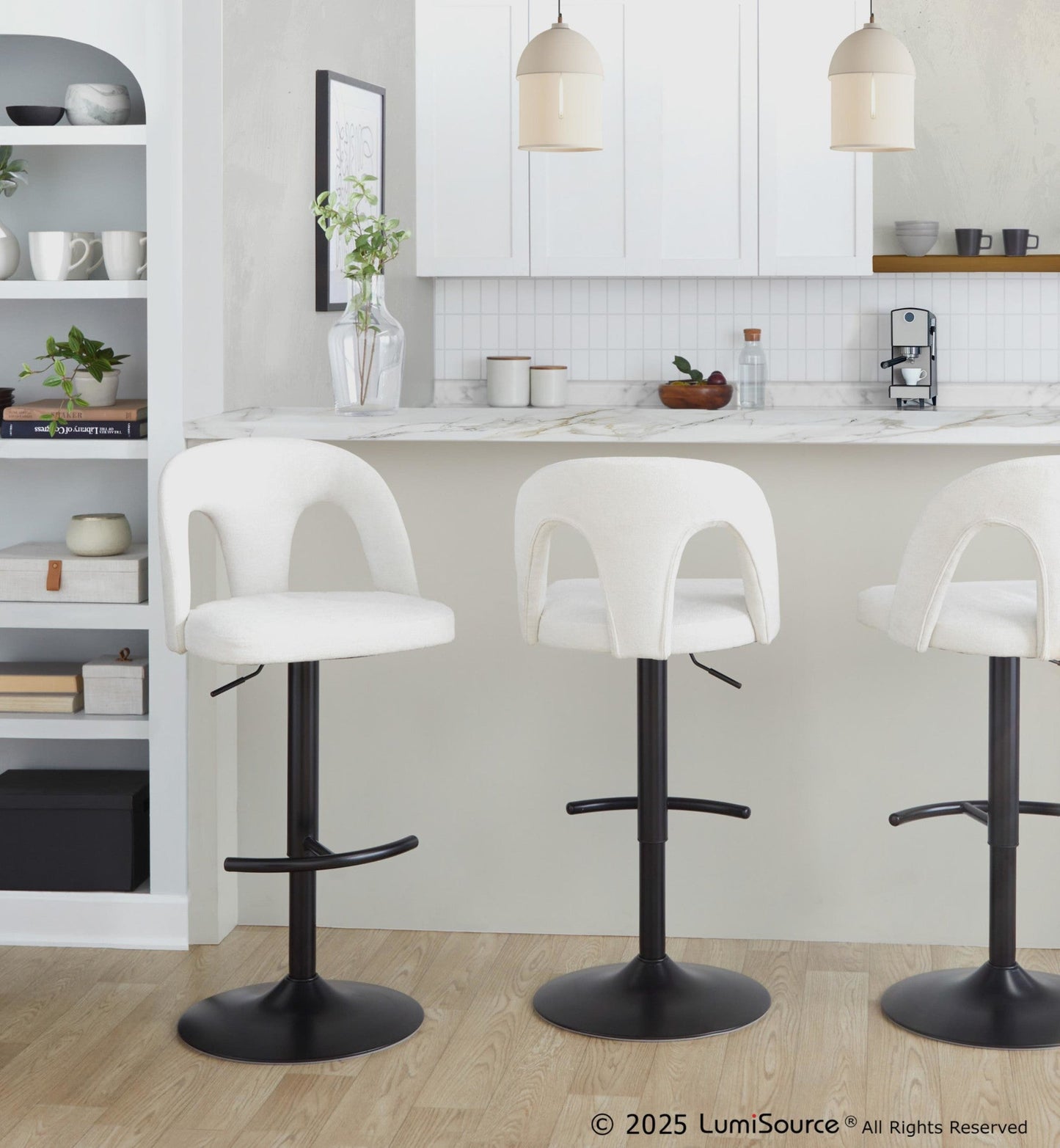 Majestic Office Furniture Upholstered Adjustable Barstool - Set of 2