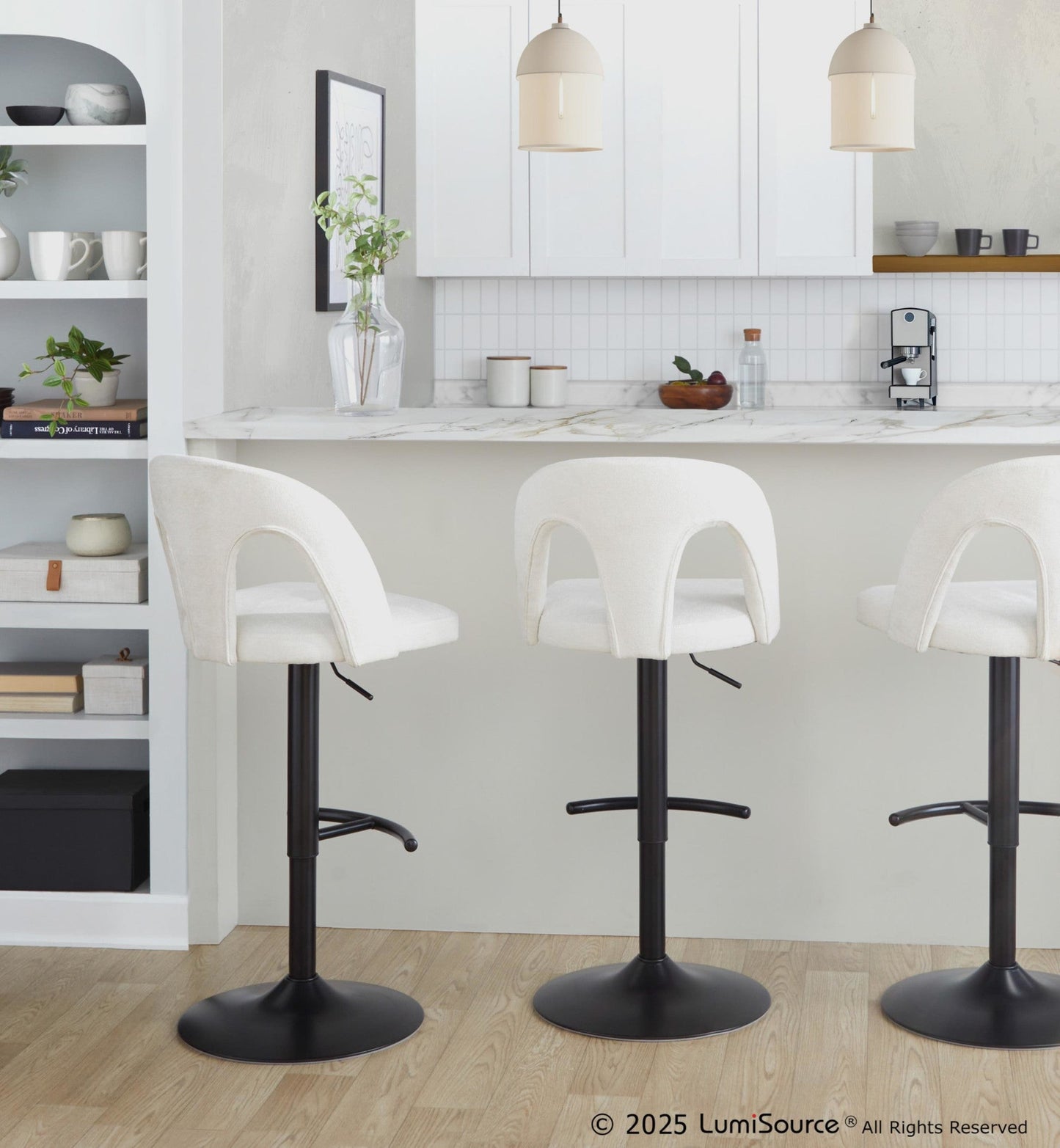 Majestic Office Furniture Upholstered Adjustable Barstool - Set of 2