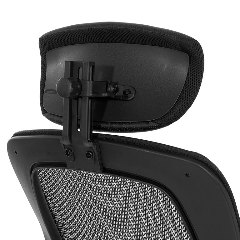 Breathable Mesh Seat and Back Executive Chair w/Top Grain Leather Trim, Adjustable
Headrest and Lumbar Support, Height-Adjustable Flip Arms, Industrial Steel Finish Base