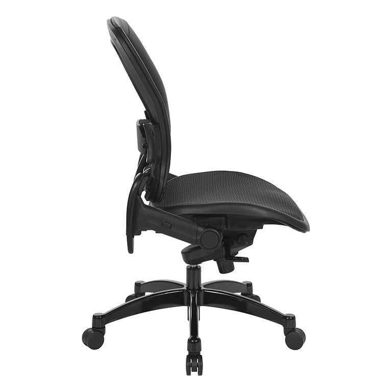 Breathable Mesh Seat and Back Executive Chair w/Top Grain Leather Trim,
Adjustable Lumbar Support, Height-Adjustable Flip Arms, Industrial Steel Finish Base
