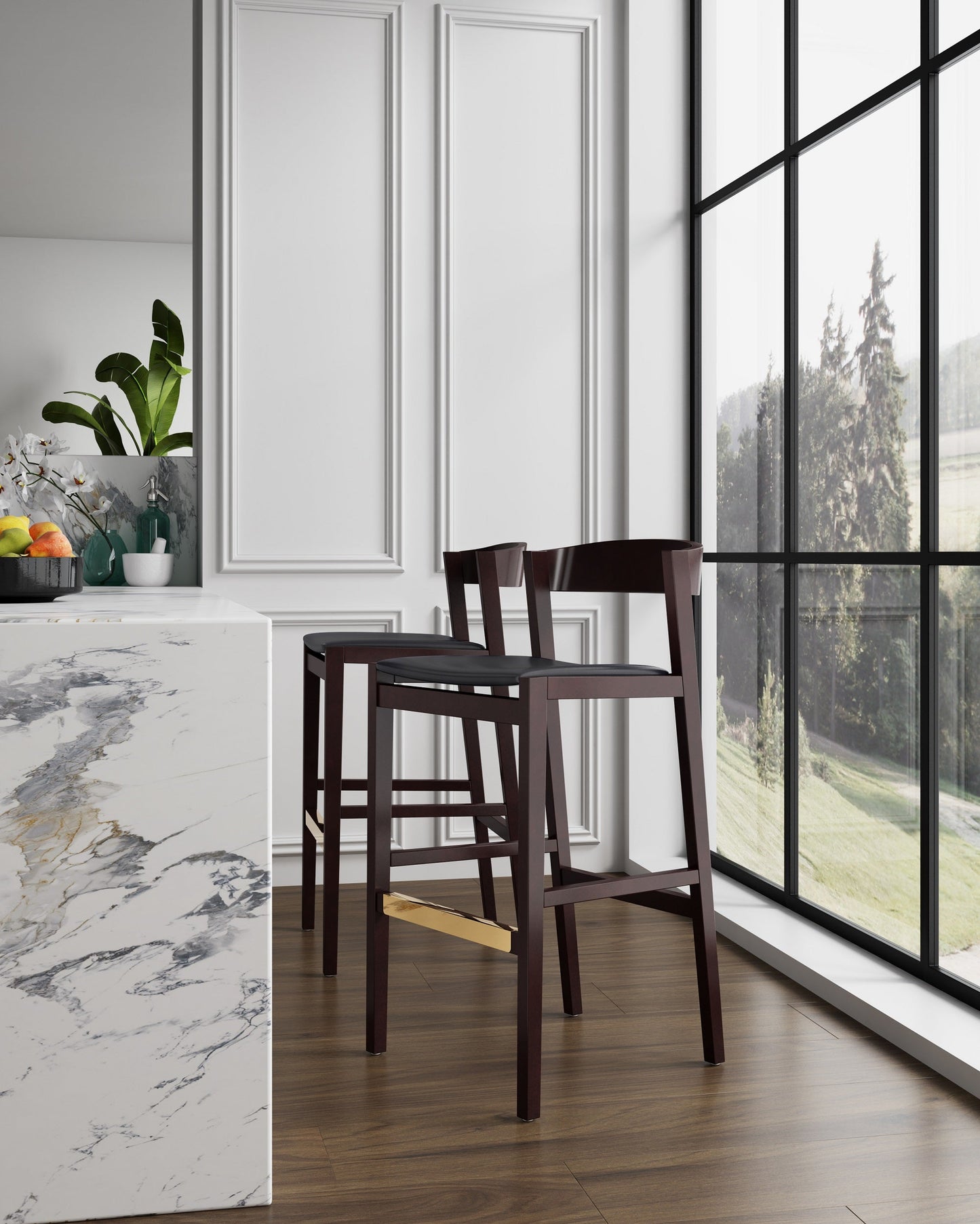Manhattan Comfort Klismos Bar Stool - Set of 3
