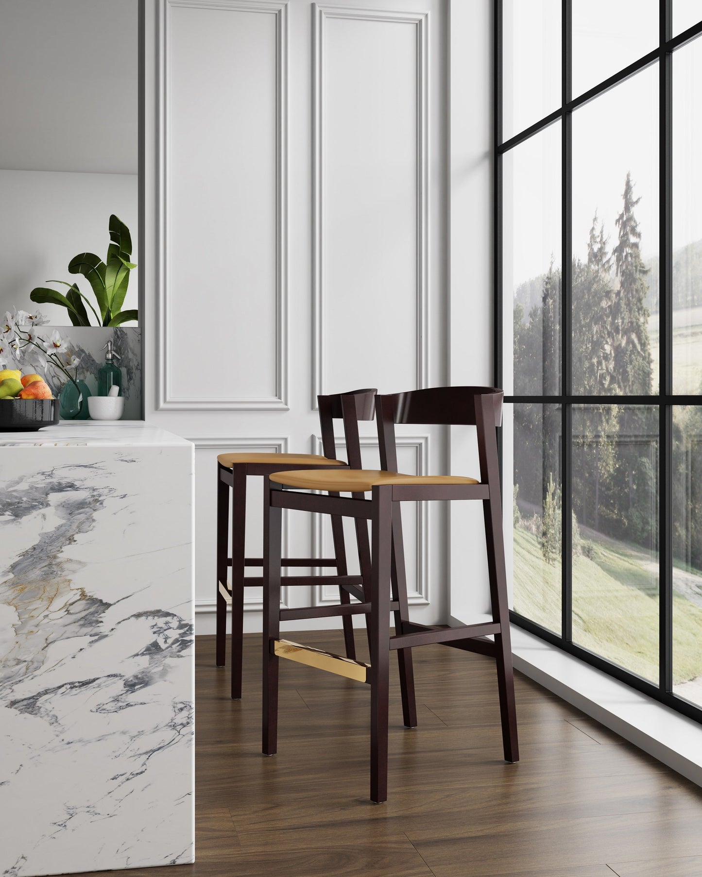 Manhattan Comfort Klismos Bar Stool - Set of 3