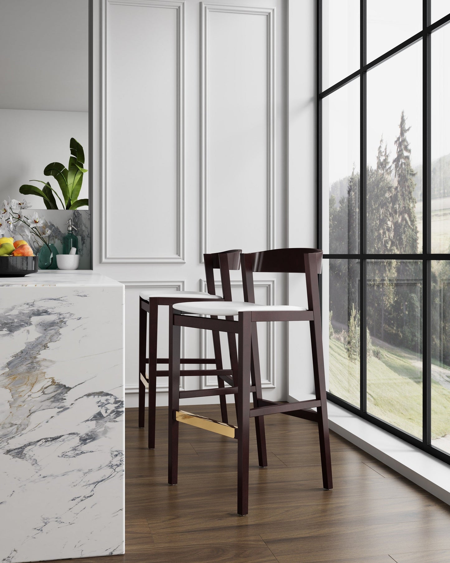 Manhattan Comfort Klismos Bar Stool - Set of 3