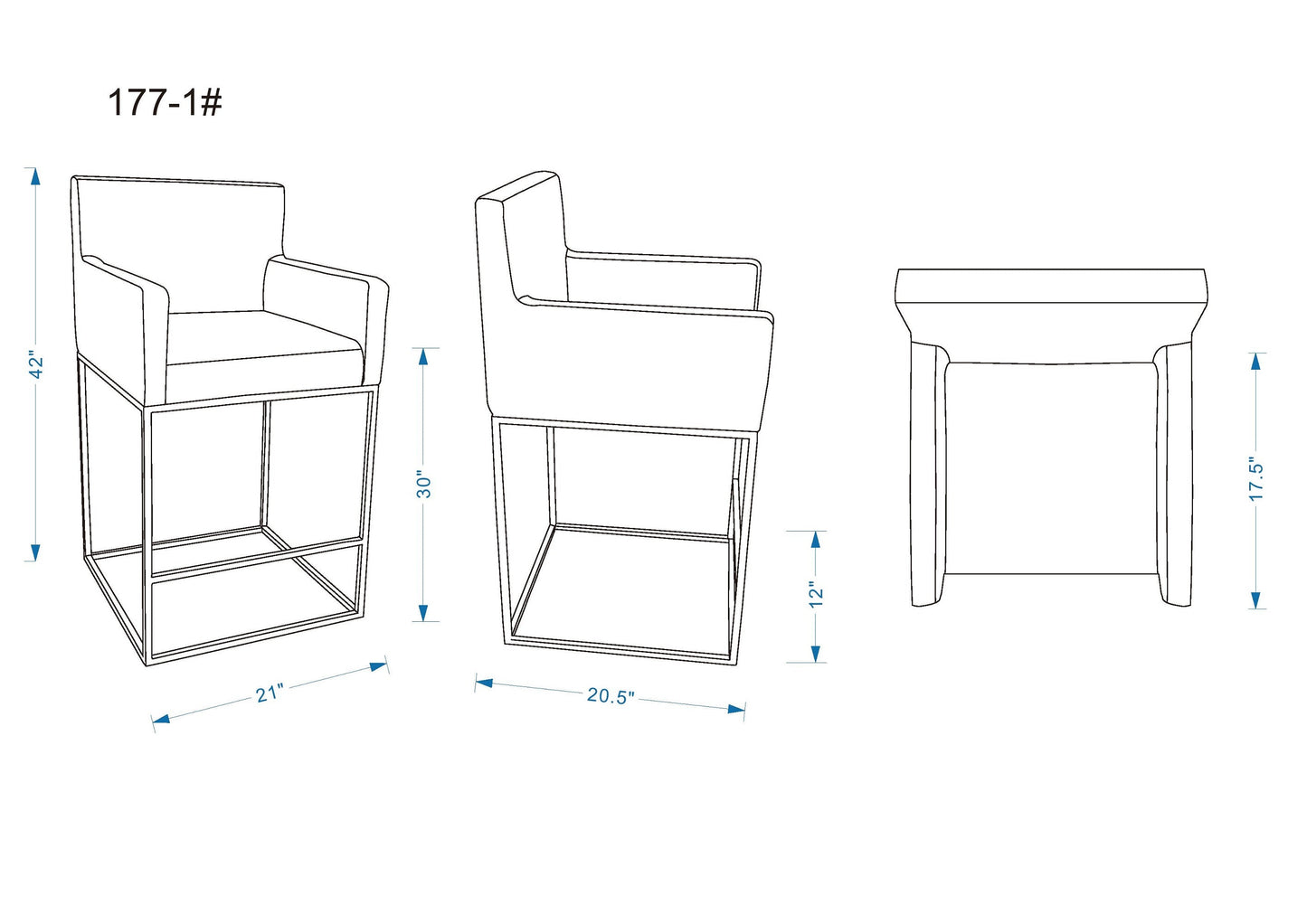 Manhattan Comfort Ambassador Bar Stool - Set of 3