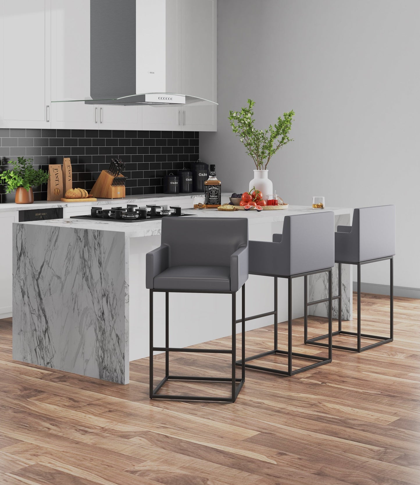 Manhattan Comfort Ambassador Bar Stool - Set of 3