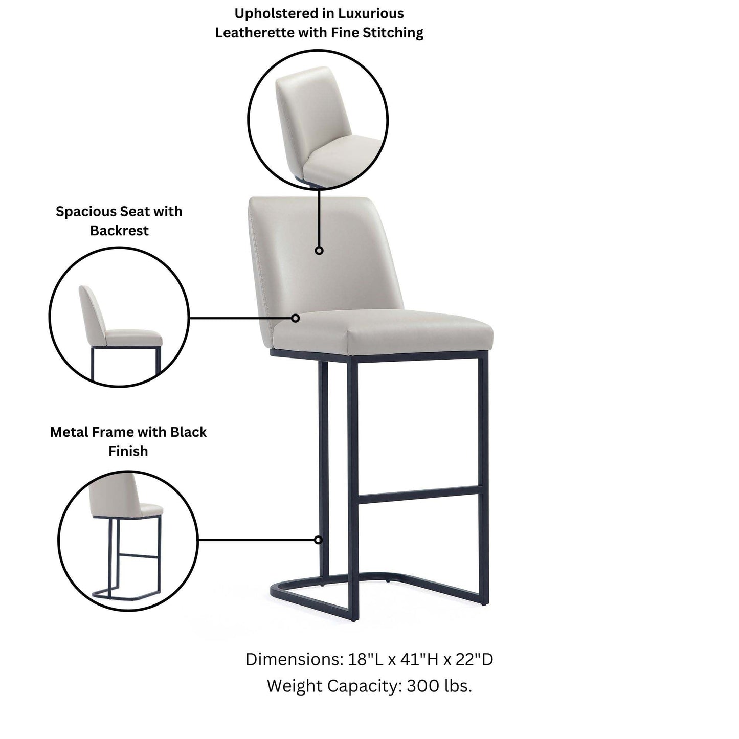 Manhattan Comfort Serena Barstool - Set of 3