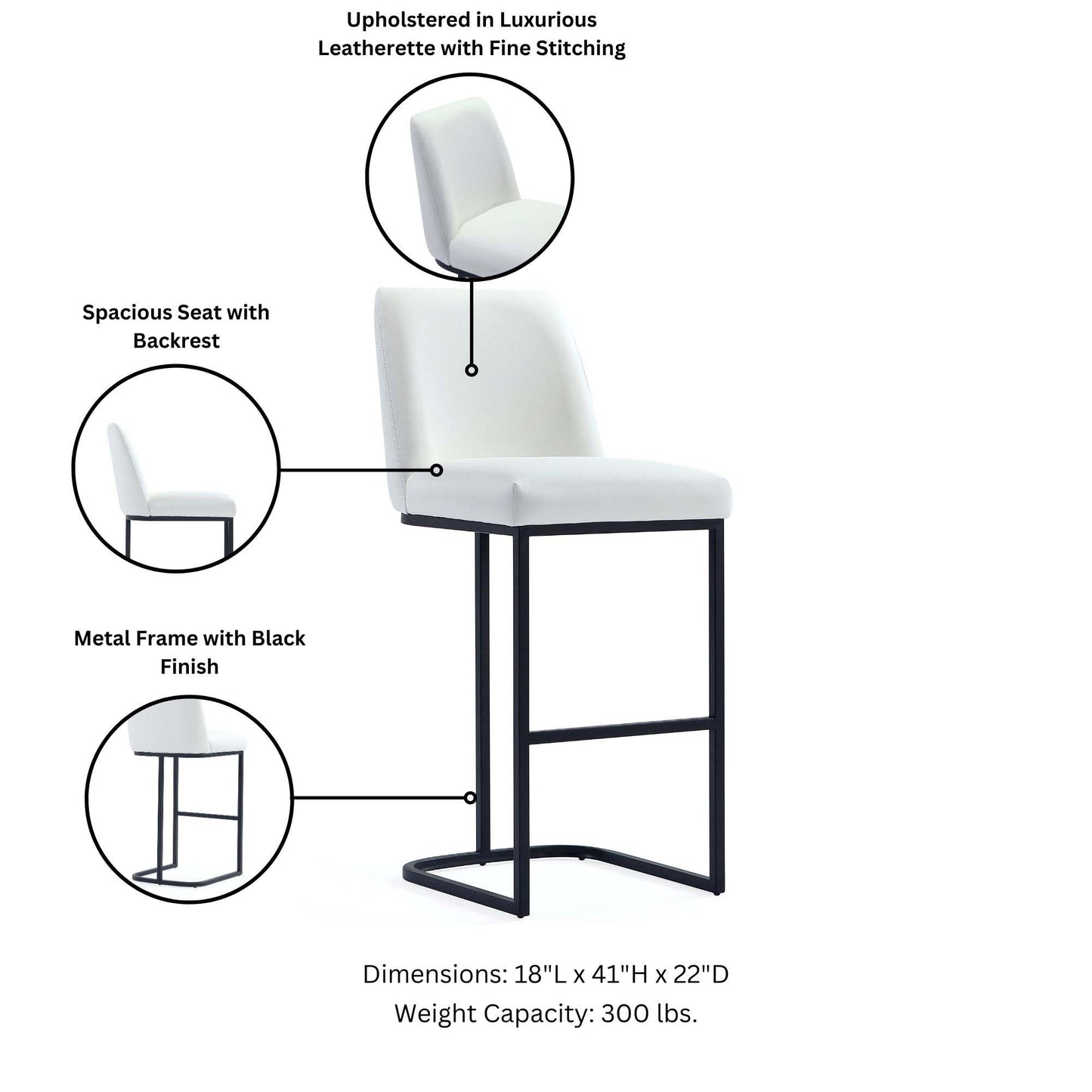 Manhattan Comfort Serena Barstool - Set of 3