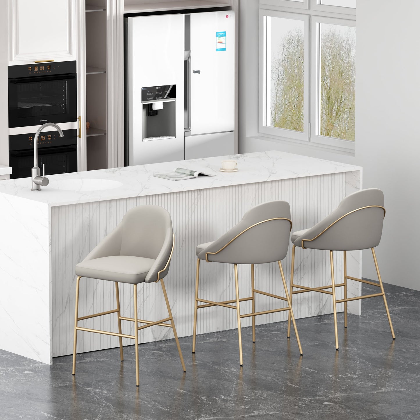 Manhattan Comfort Gracie Barstool - Set of 3