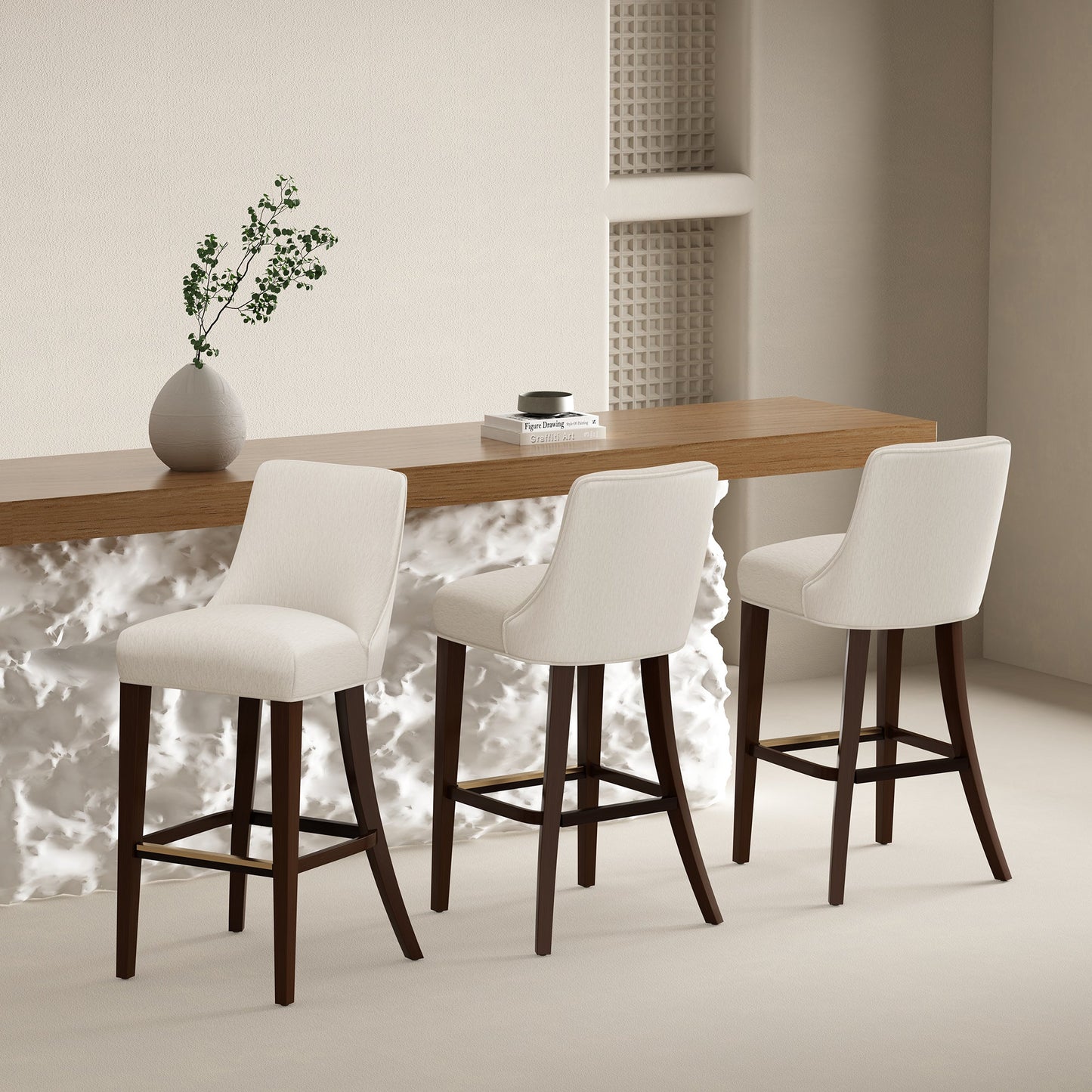 Manhattan Comfort Beever Barstool - Set of 3