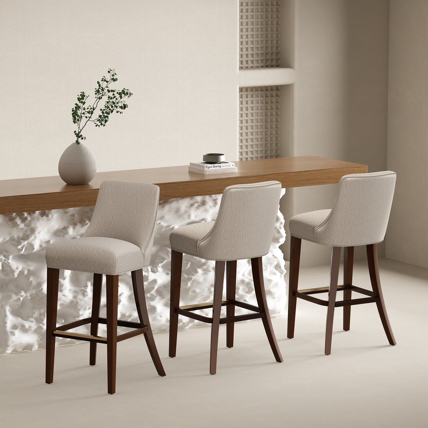 Manhattan Comfort Beever Barstool - Set of 3