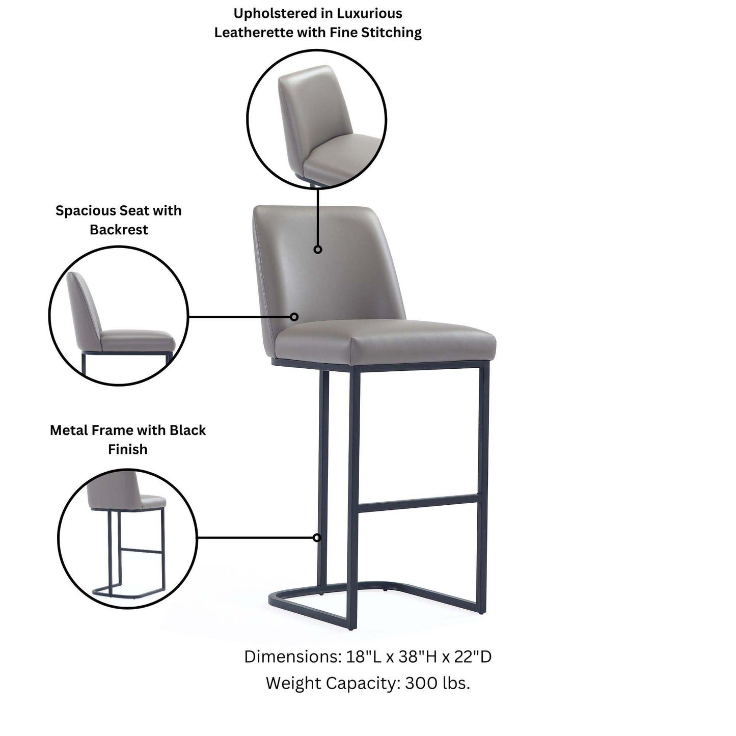 Manhattan Comfort Serena Counter Stool - Set of 3