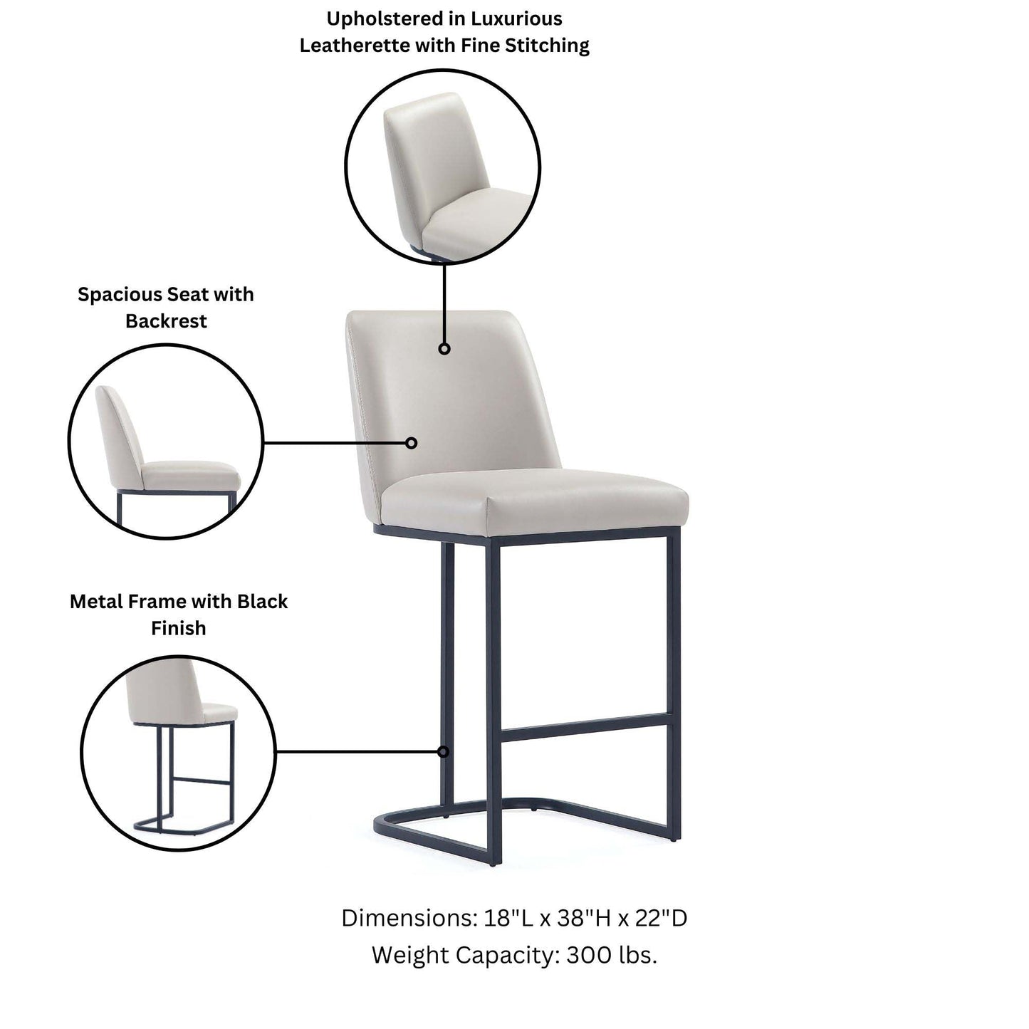 Manhattan Comfort Serena Counter Stool - Set of 3