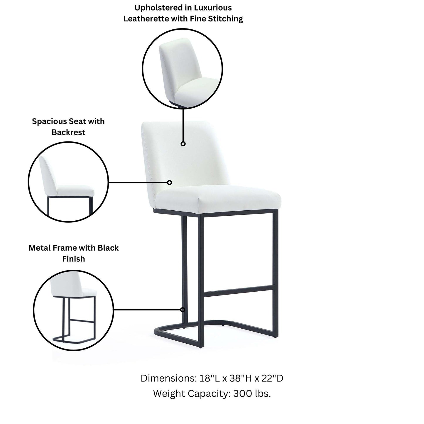 Manhattan Comfort Serena Counter Stool - Set of 3
