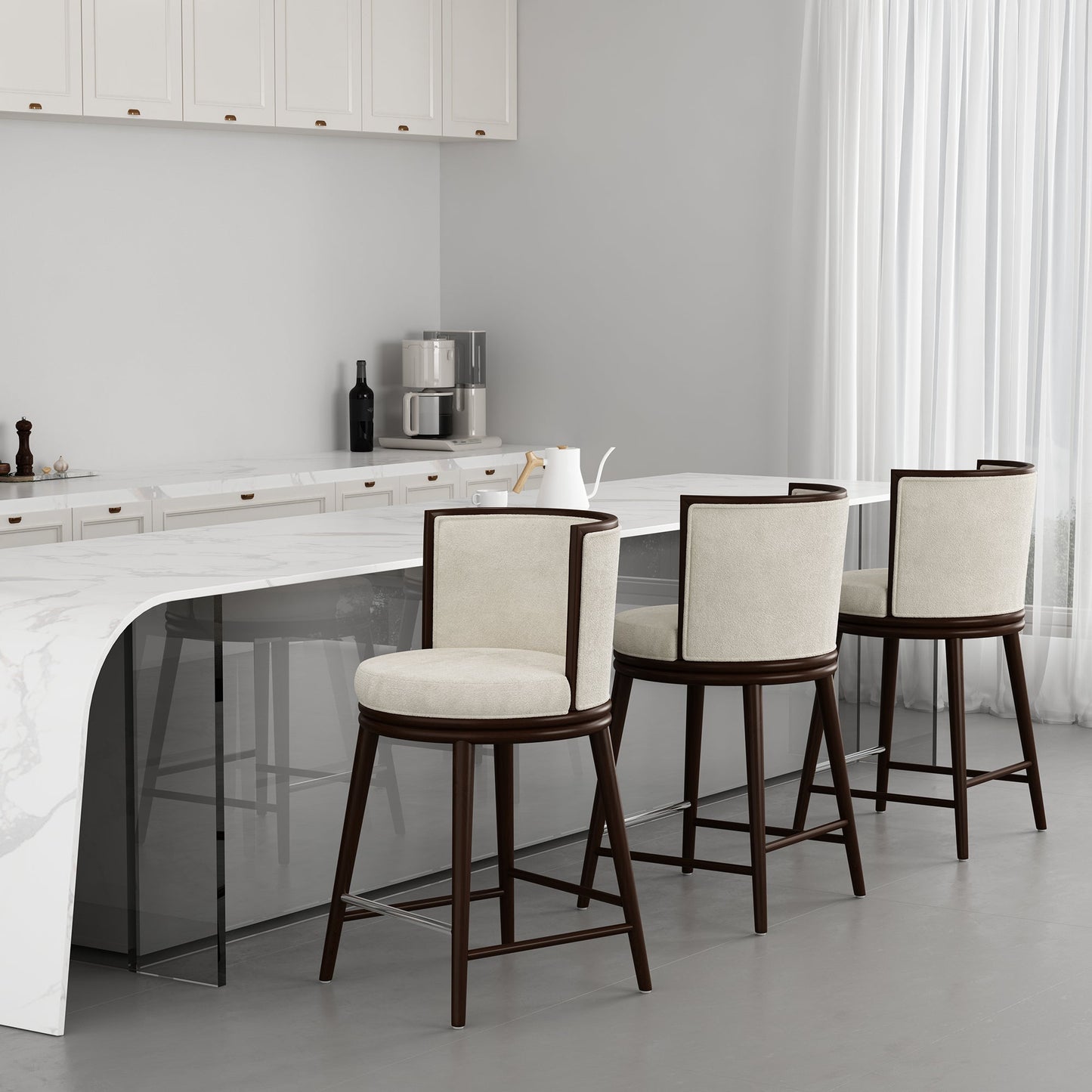 Manhattan Comfort Evalyn Counter Stool - Set of 3