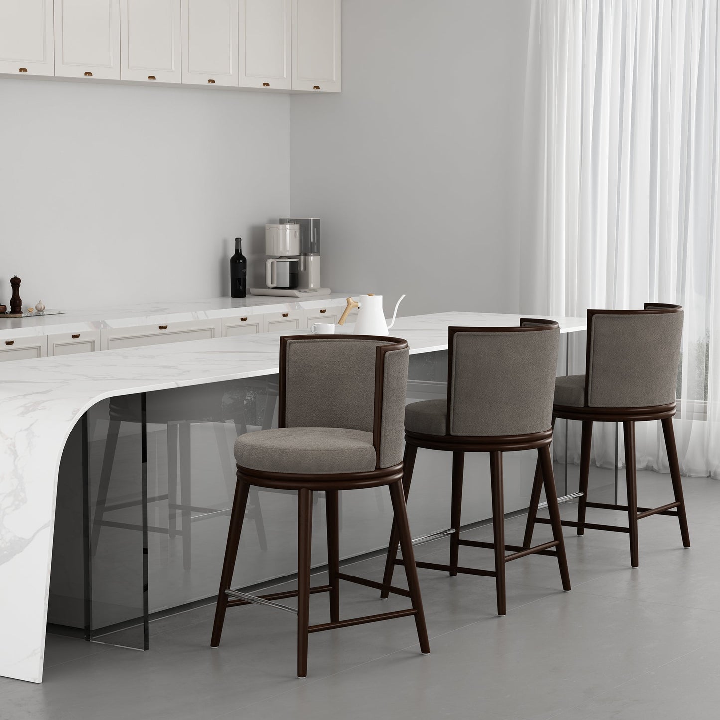 Manhattan Comfort Evalyn Counter Stool - Set of 3