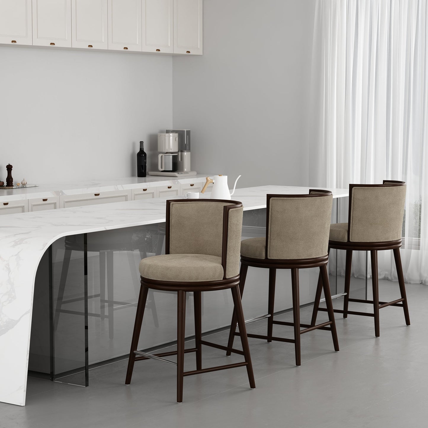 Manhattan Comfort Evalyn Counter Stool - Set of 3