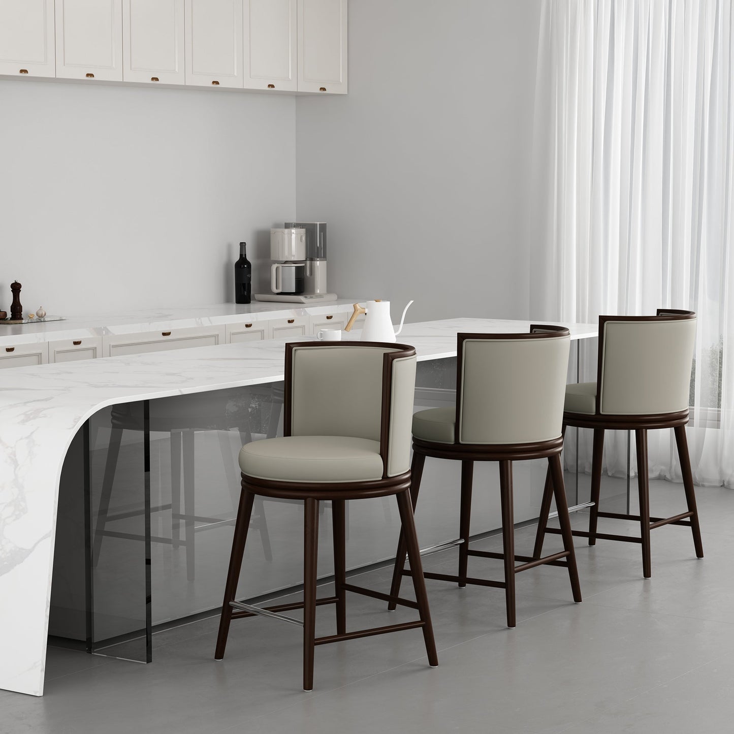 Manhattan Comfort Evalyn Counter Stool - Set of 3