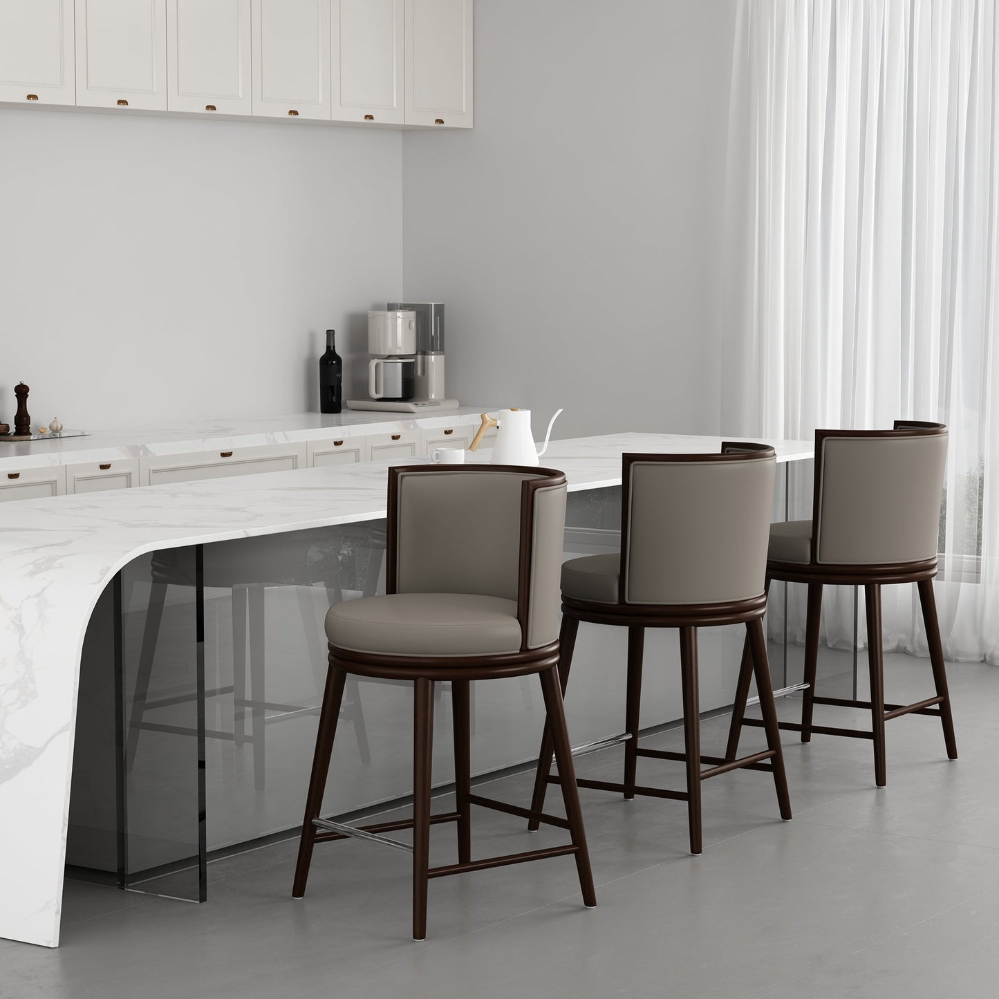 Manhattan Comfort Evalyn Counter Stool - Set of 3