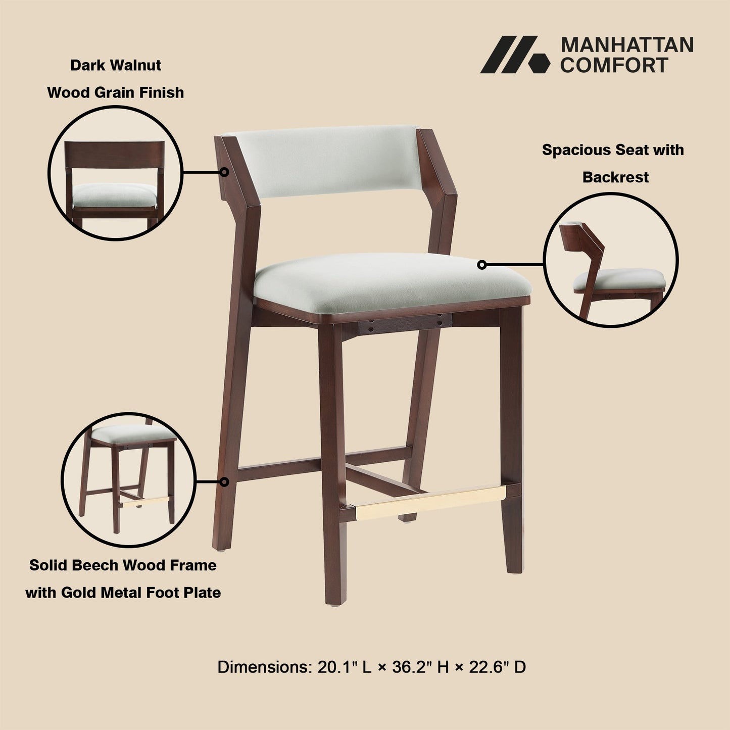 Manhattan Comfort Patricia Counter Stool - Set of 3