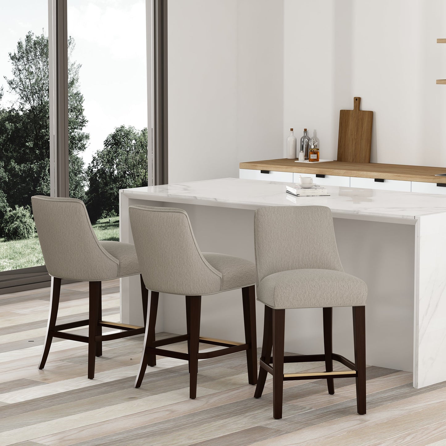 Manhattan Comfort Beever Counter Stool - Set of 3