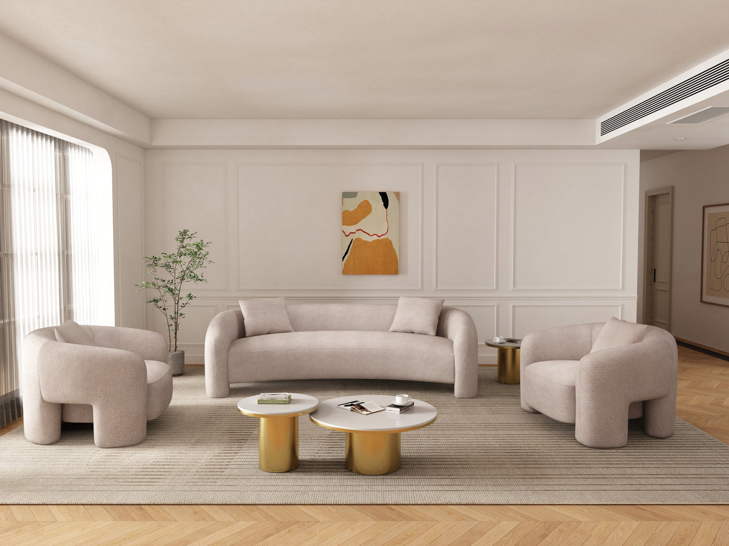 Manhattan Comfort Sylvia Sofa and Accent Chairs - Set of 3
