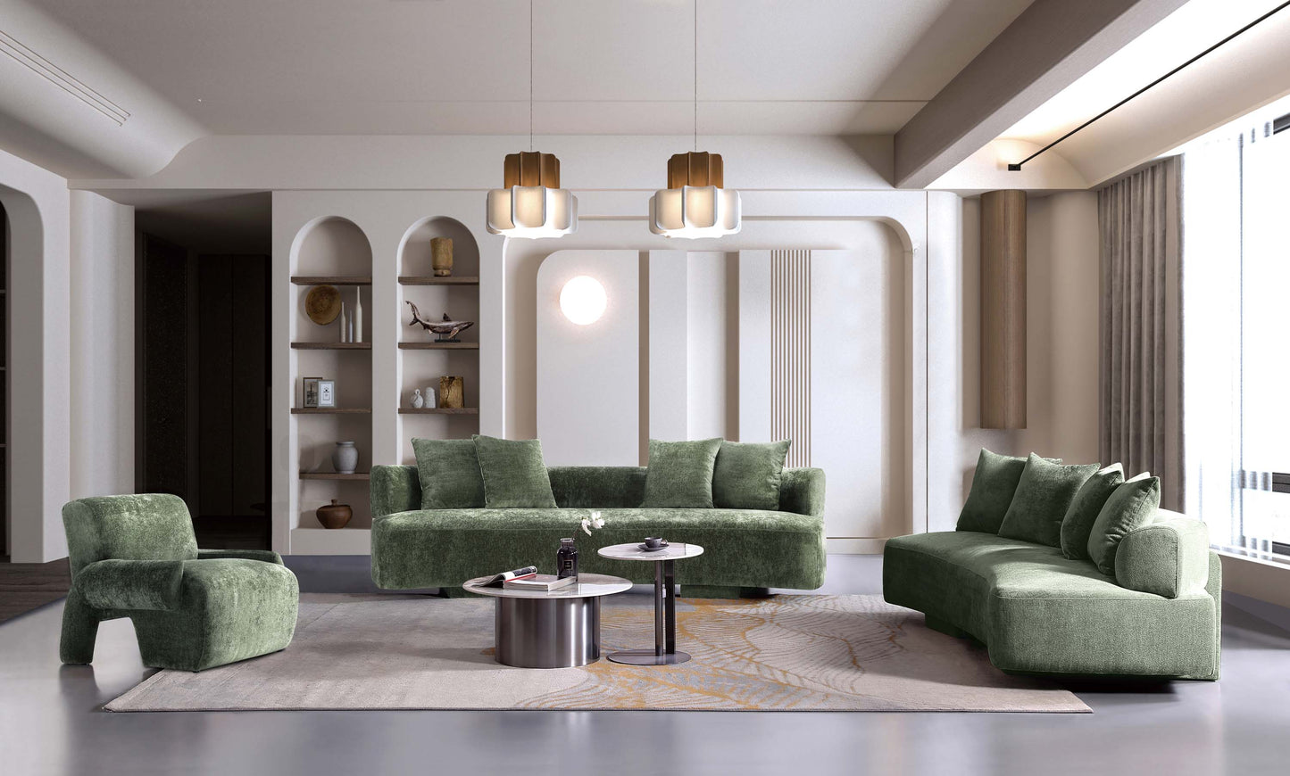 Manhattan Comfort 3-Piece Verandah Sofa, XL Sofa, and Accent Chair