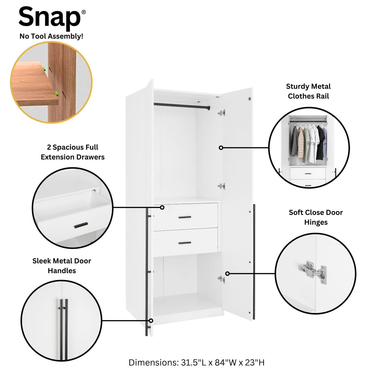 Manhattan Comfort 3-Piece Lee Wardrobe Closet 1.0, 2.0, and 3.0