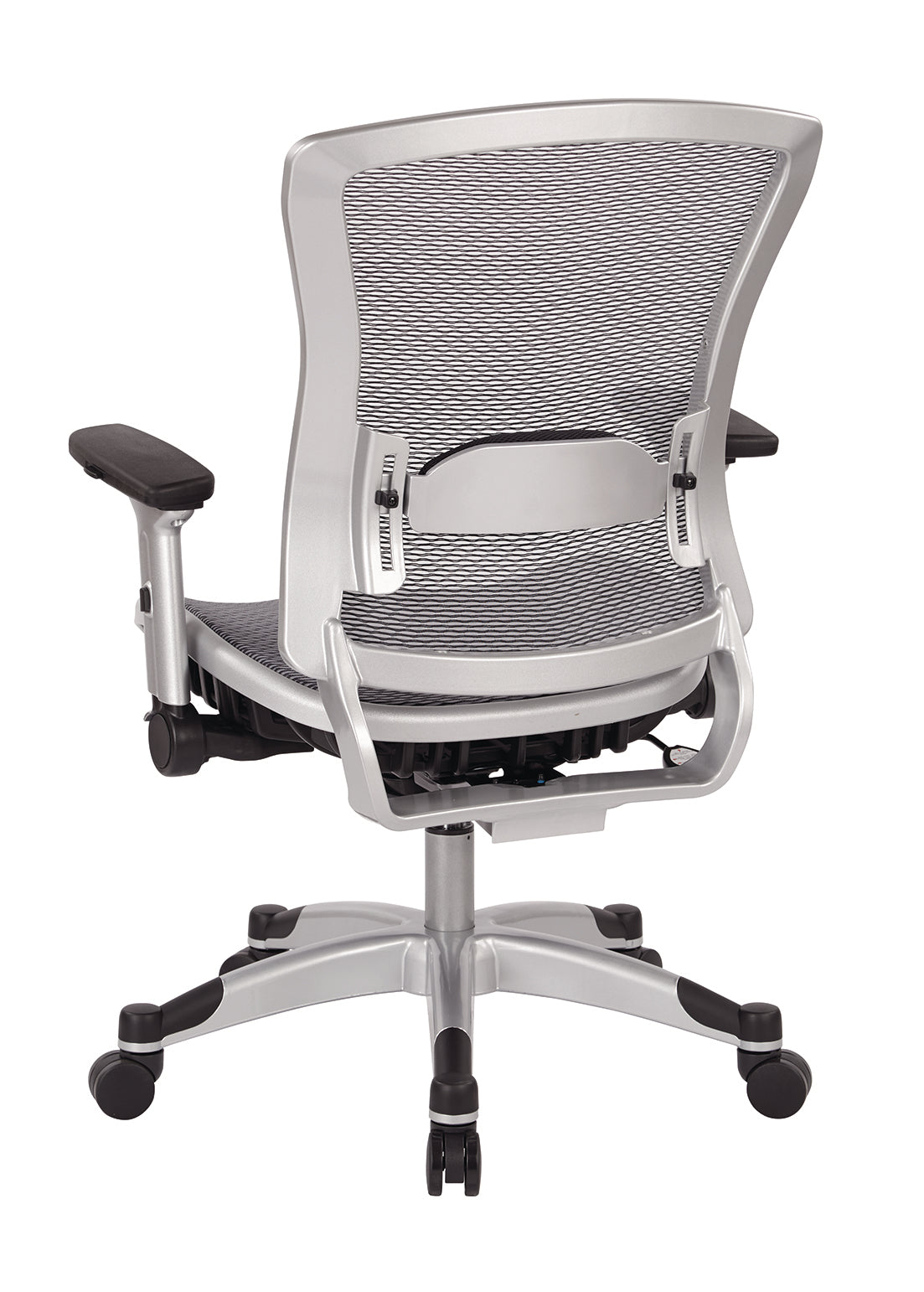 Professional Light AirGrid® Seat and Back Chair with Platinum Finish
Flip Arms and Platinum Coated Base with Black End Caps