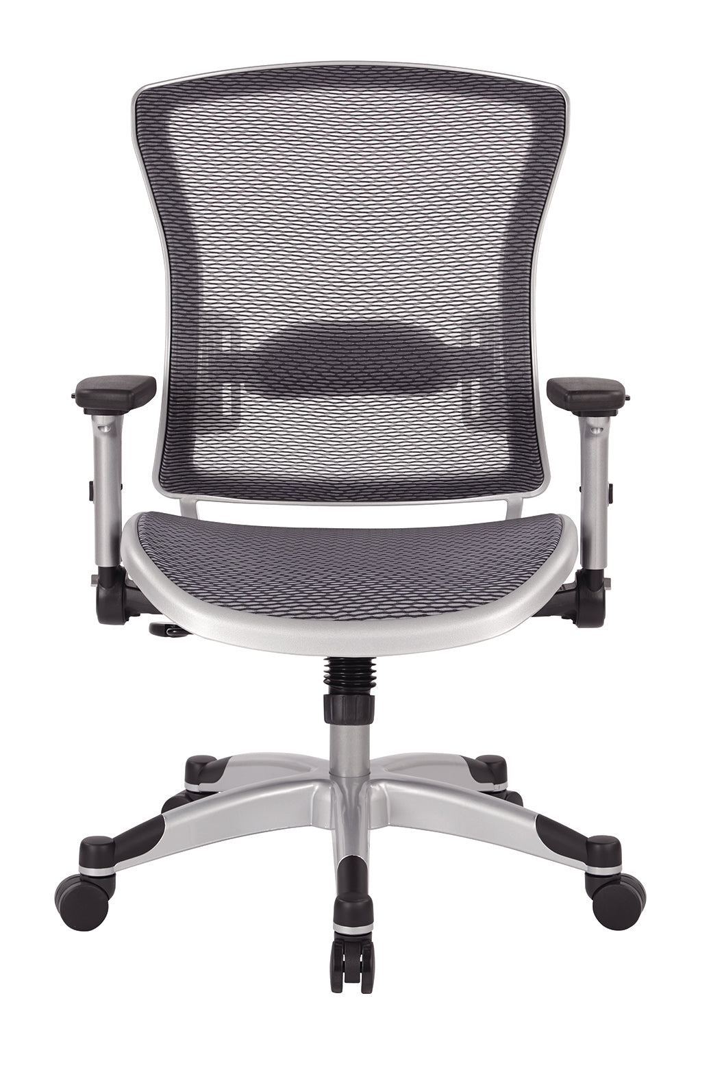 Professional Light AirGrid® Seat and Back Chair with Platinum Finish
Flip Arms and Platinum Coated Base with Black End Caps